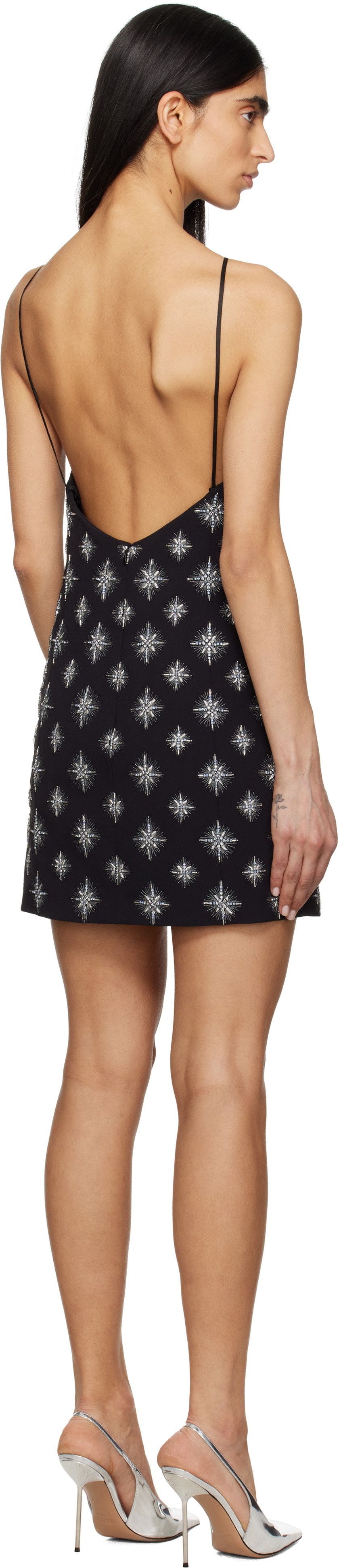Amiri o1s1wg110426 Starburst Crystal Mini Dress in Black Size L / US 10 / IT 46 - 5 Thumbnail