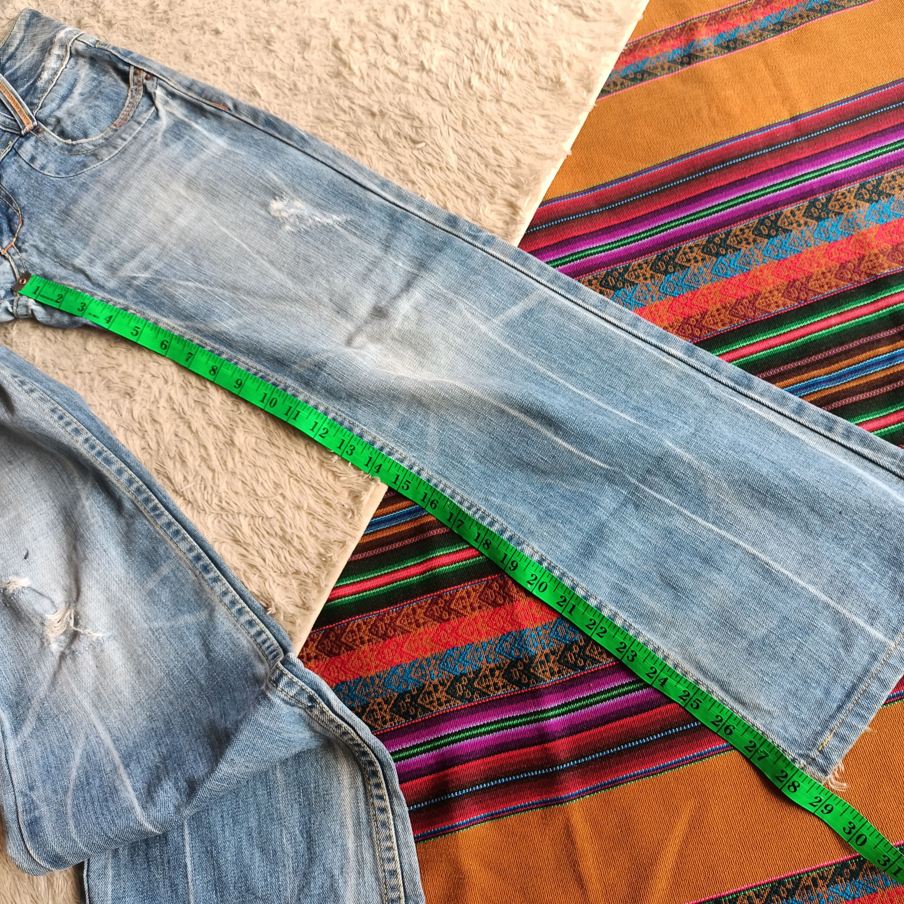 Tornado Mart Red papper Japan rainbow stitch flare denim Size US 30 / EU 46 - 19 Thumbnail