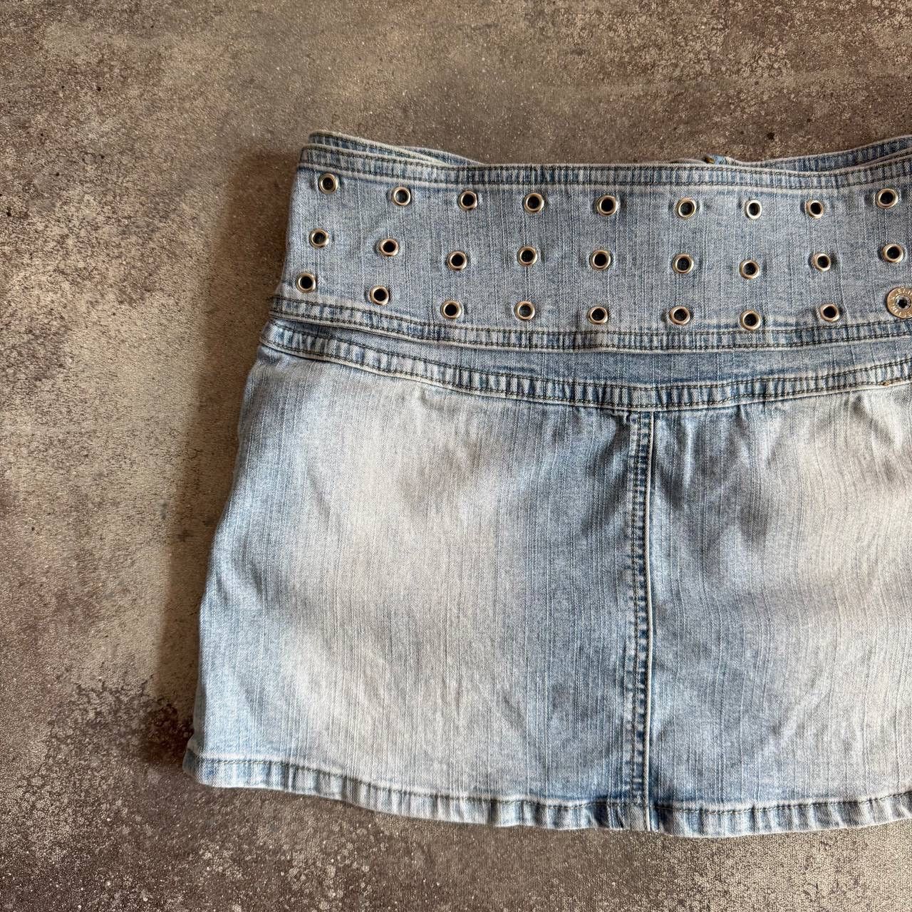 20471120 × Vintage Amazing Super Sexy Y2K Vintage Glam Washed Denim Mini Skirt Size 27" / US 4 / IT 40 - 7 Thumbnail