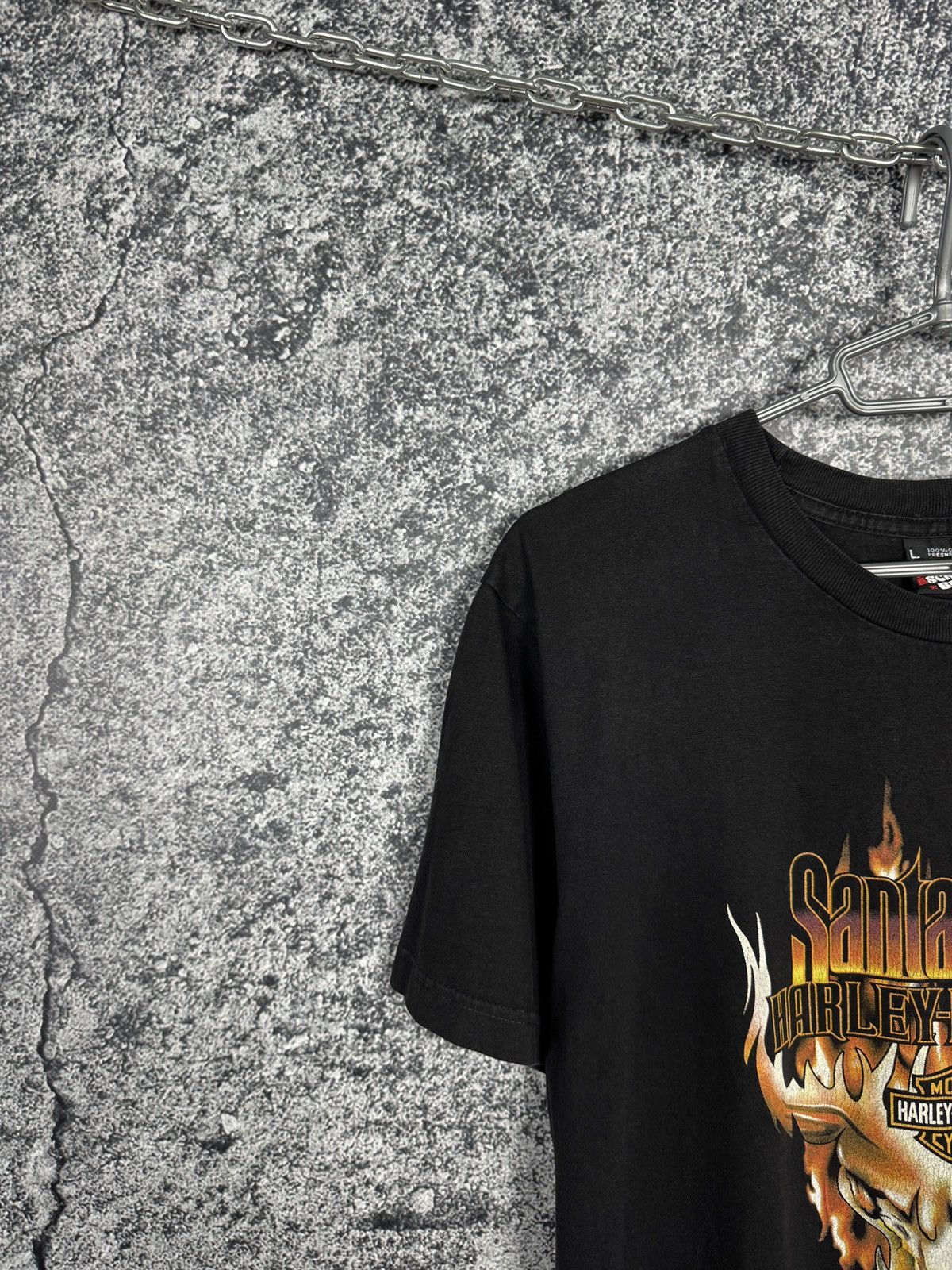Harley Davidson Vintage Harley-Davidson Santa Maria T-Shirt Flame Skull Sz L Size US L / EU 52-54 / 3 - 4 Thumbnail