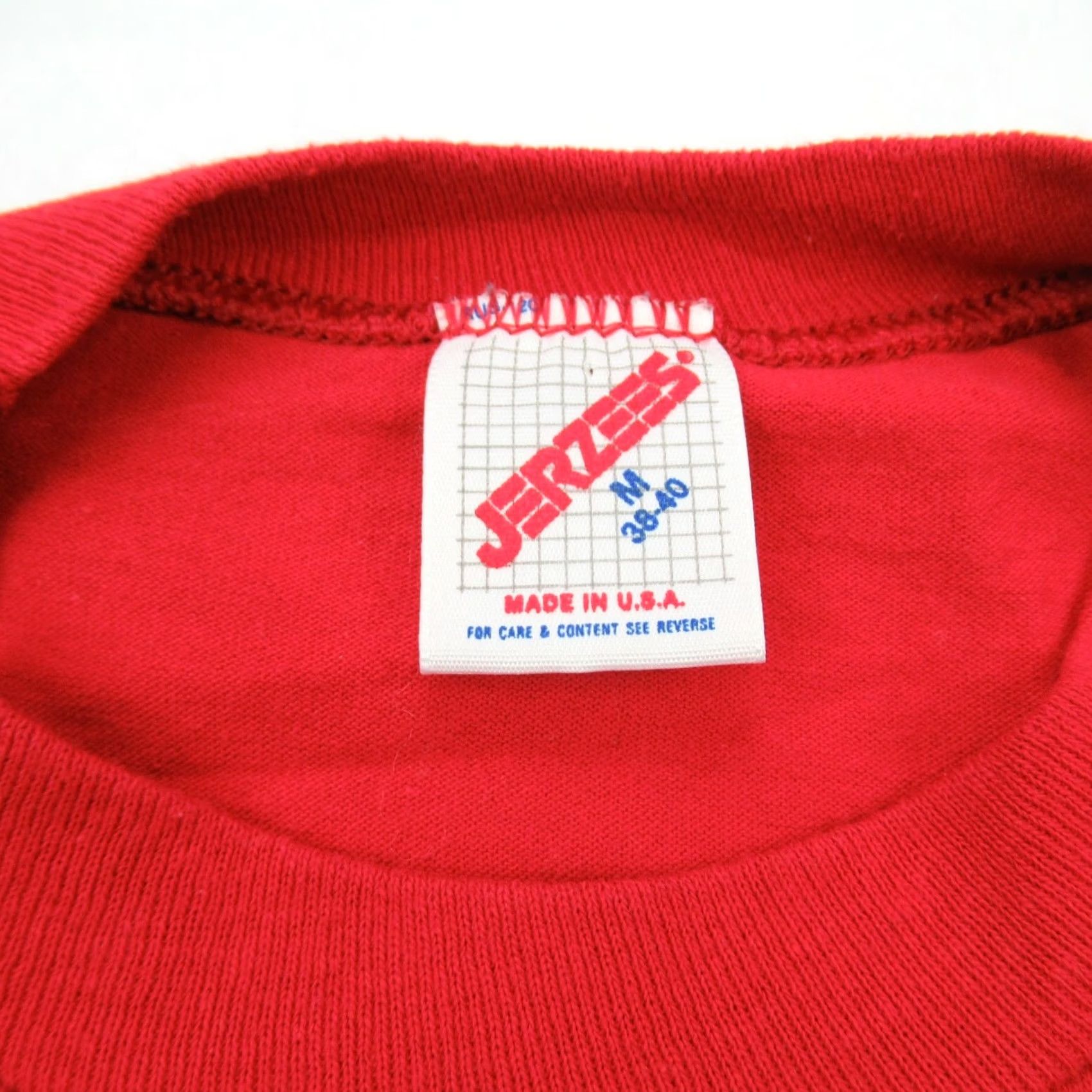 Jerzees Vintage Shirt Mens Red Short Sleeve Optimist International Single Stitch Medium US Clothing Size US M / EU 48-50 / 2 - 2 Thumbnail