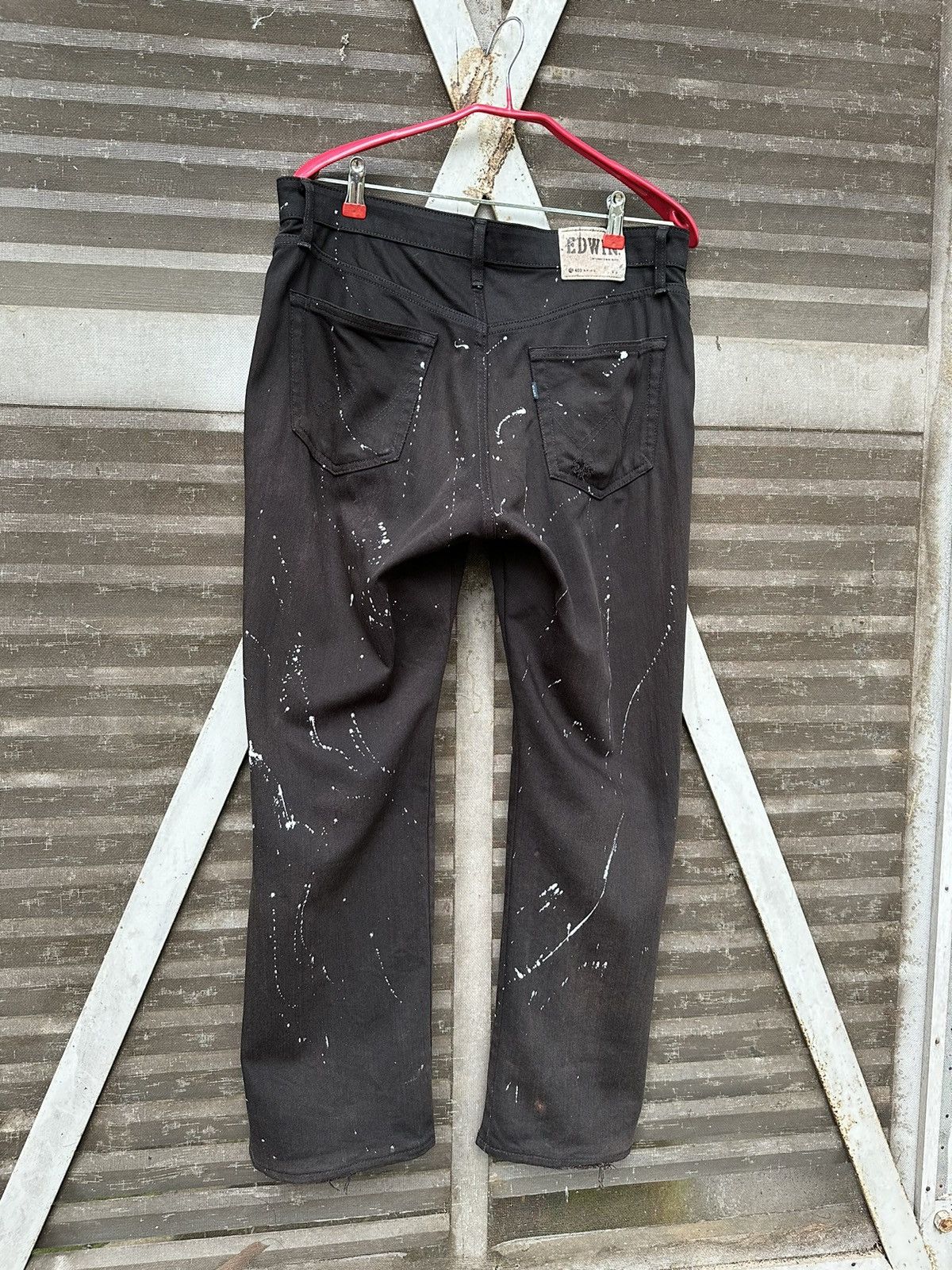 Edwin 👹Vintage Faded Lee Straight Cut Paint Splatter Pants Size US 32 / EU 48 - 4 Thumbnail