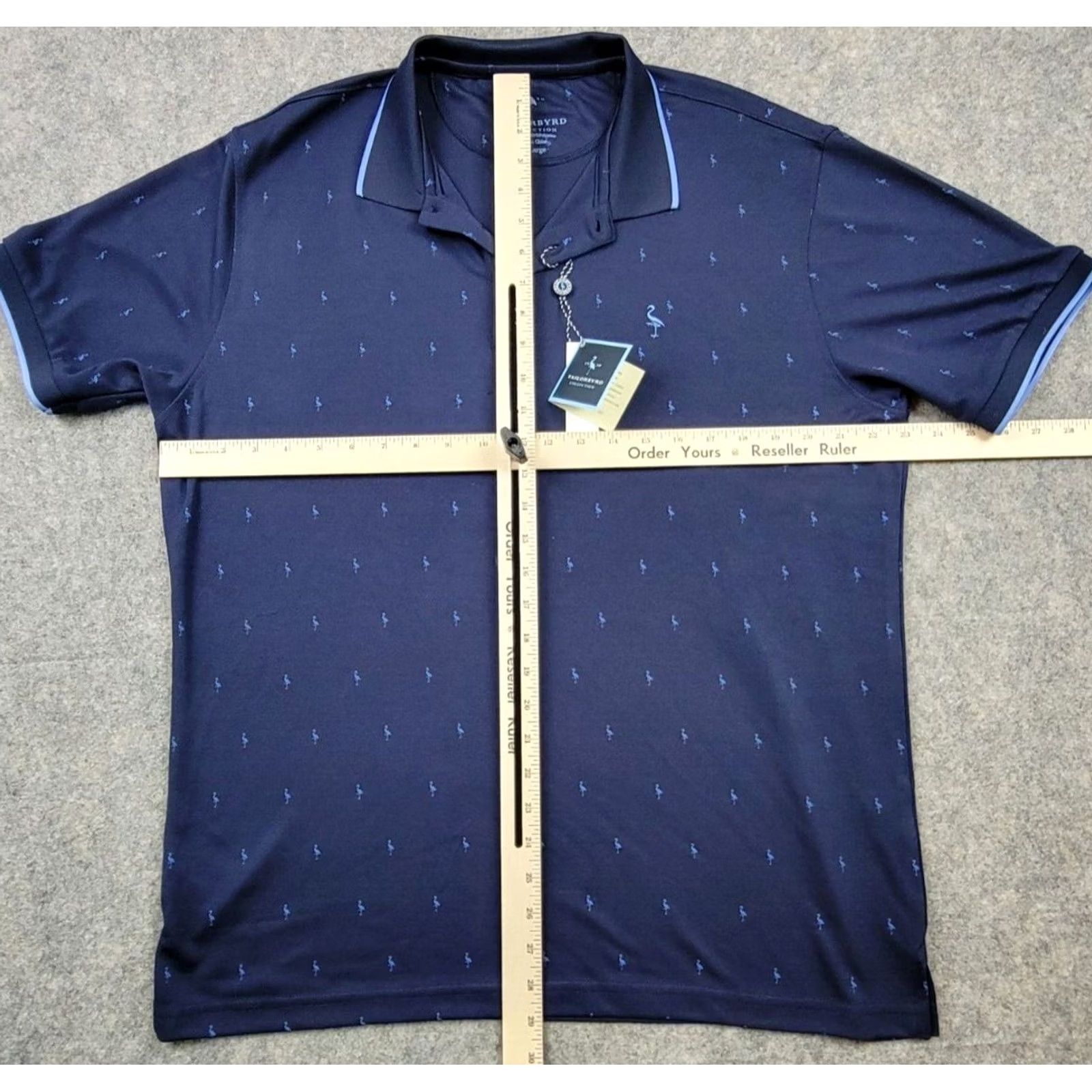 Tailorbyrd TAILORBYRD Polo Shirt Mens XL Blue Short Sleeve Flamingo Pattern Golf Outdoor Size US XL / EU 56 / 4 - 7 Thumbnail