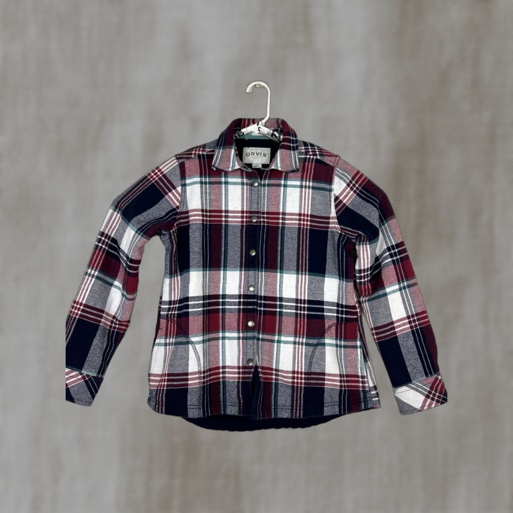 Orvis Orvis Womens Small Snap Shacket Red Blue Plaid Shirt Jacket Size S / US 4 / IT 40 - 1 Thumbnail