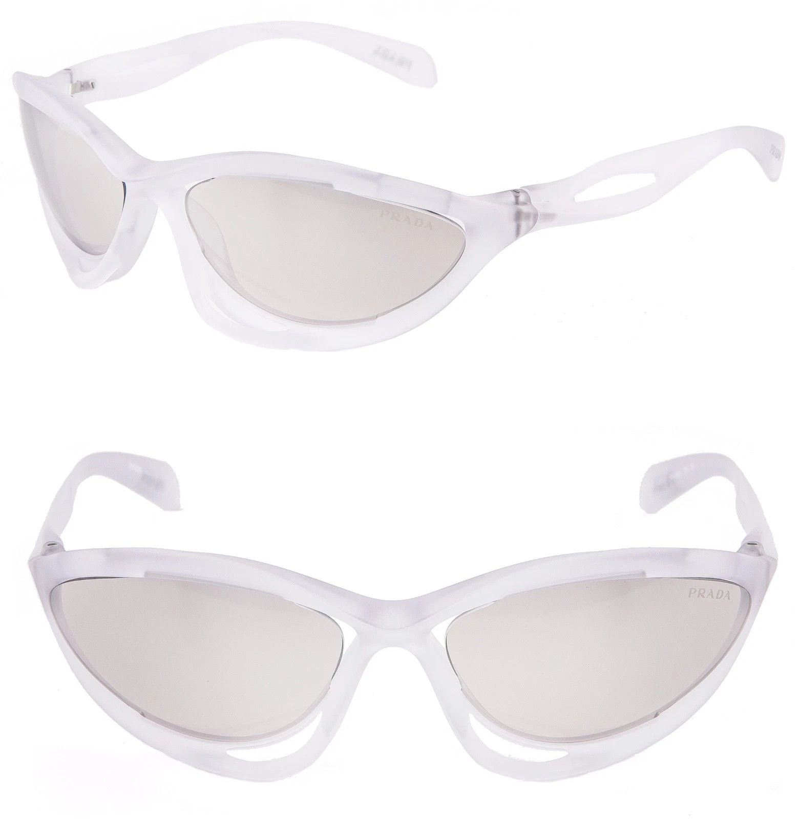 Prada PRADA PRA23S MORPH Frost Crystal Silver Mirror Wavy A23 A26 Size ONE SIZE - 1 Thumbnail