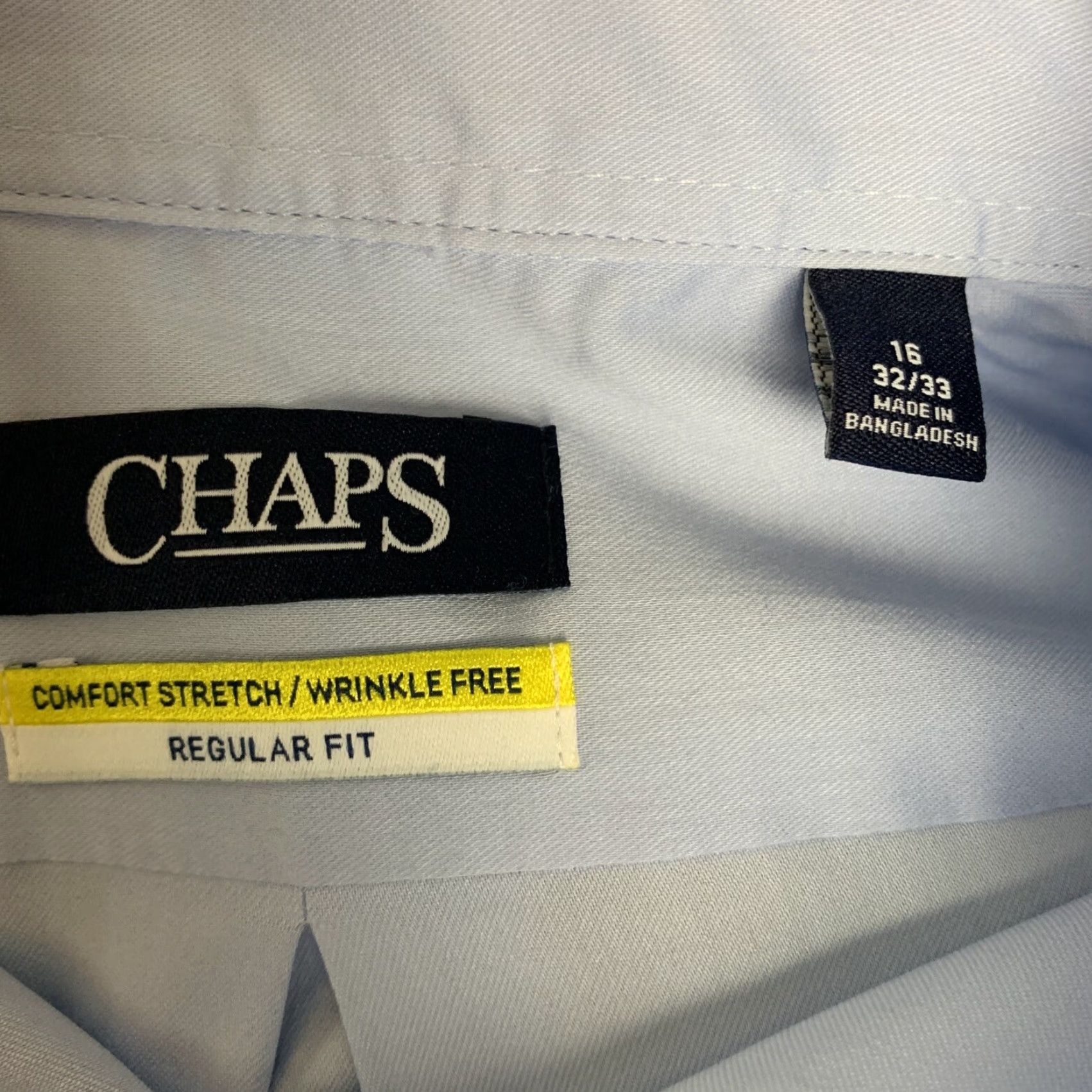 Chaps Chaps Dress Shirt 16 32/33 Men's Blue Comfort Stretch Wrinkle Free Regular Fit Size 42R - 8 Thumbnail