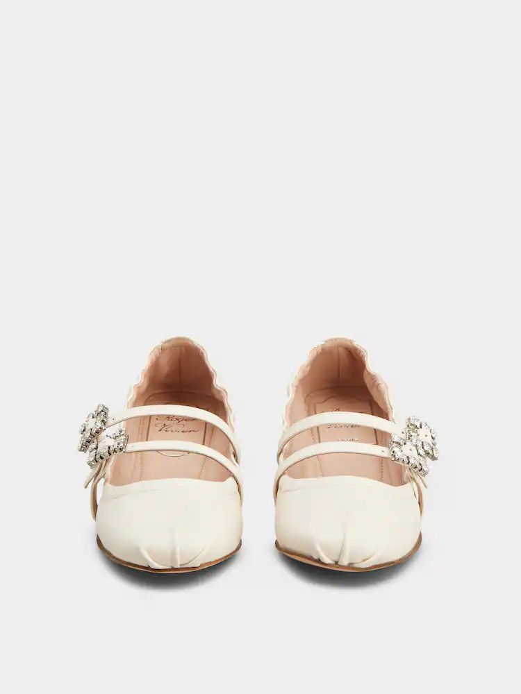 Roger Vivier o1s22i1n0824 Nappa Ballet Strass Buck Flats in White Size US 10 / IT 40 - 7 Thumbnail