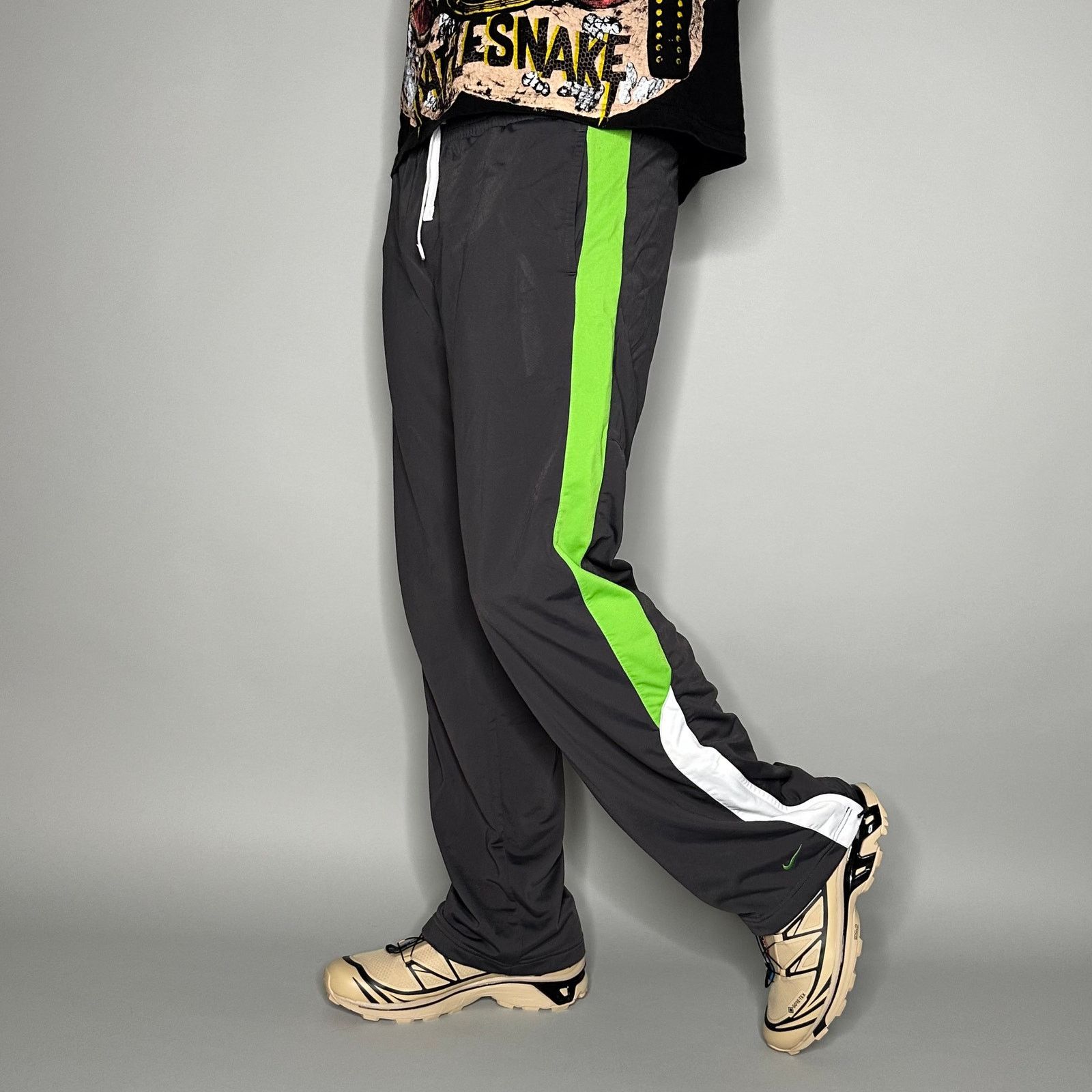 Crazy Vintage Y2K Nike Sweatpants Grey Green Baggy Zippers