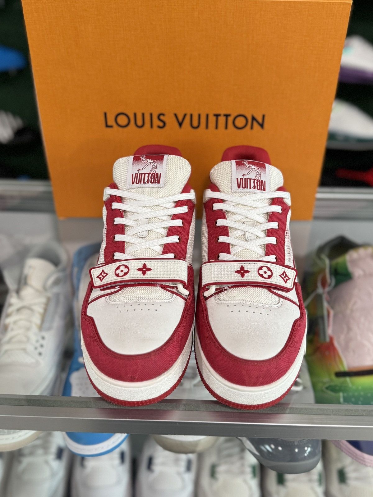 Louis Vuitton Louis Vuitton Trainer Velcro Strap Red Monogram Denim Size US 10.5 / EU 43-44 - 5 Thumbnail
