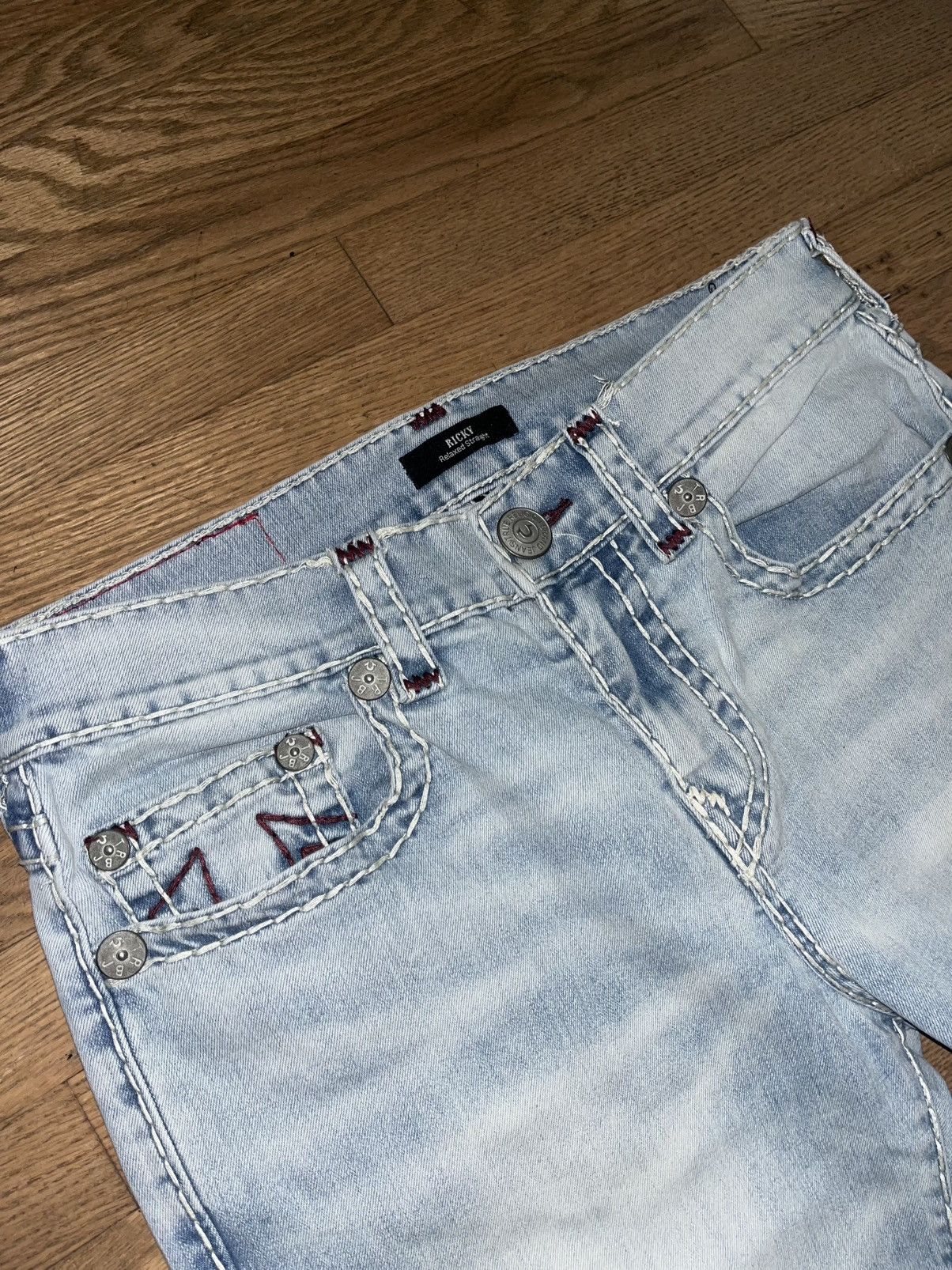 True Religion True Religion Jeans Maroon Stitching Size US 31 - 5 Thumbnail