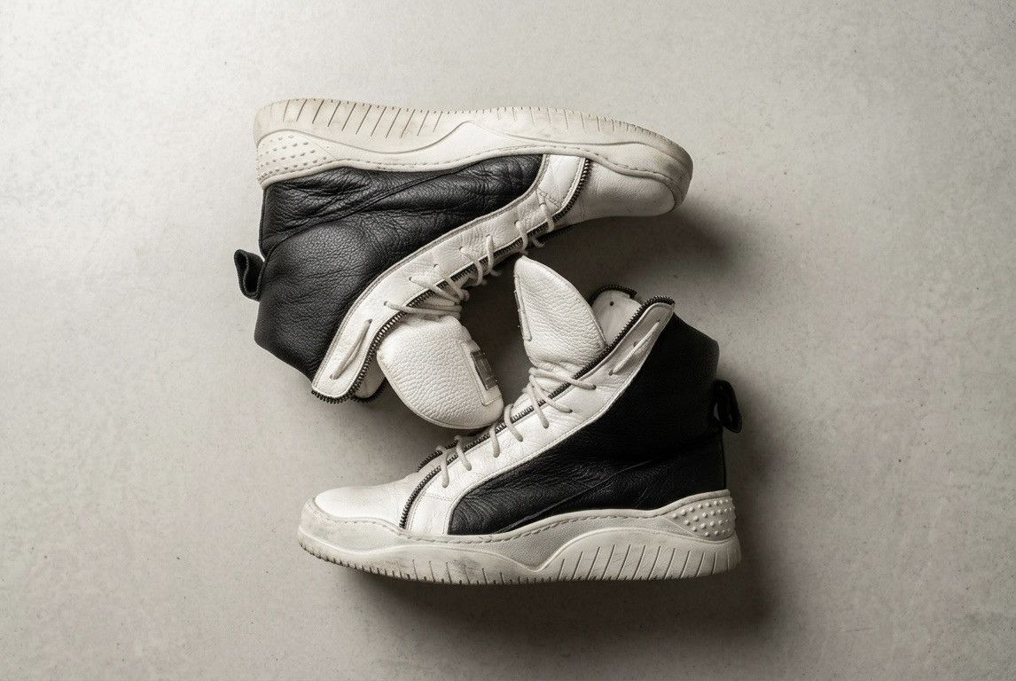 Other Alessandro Biaggio High Top Black & White Leather Sneakers Size US 9.5 / EU 42-43 - 1 Thumbnail