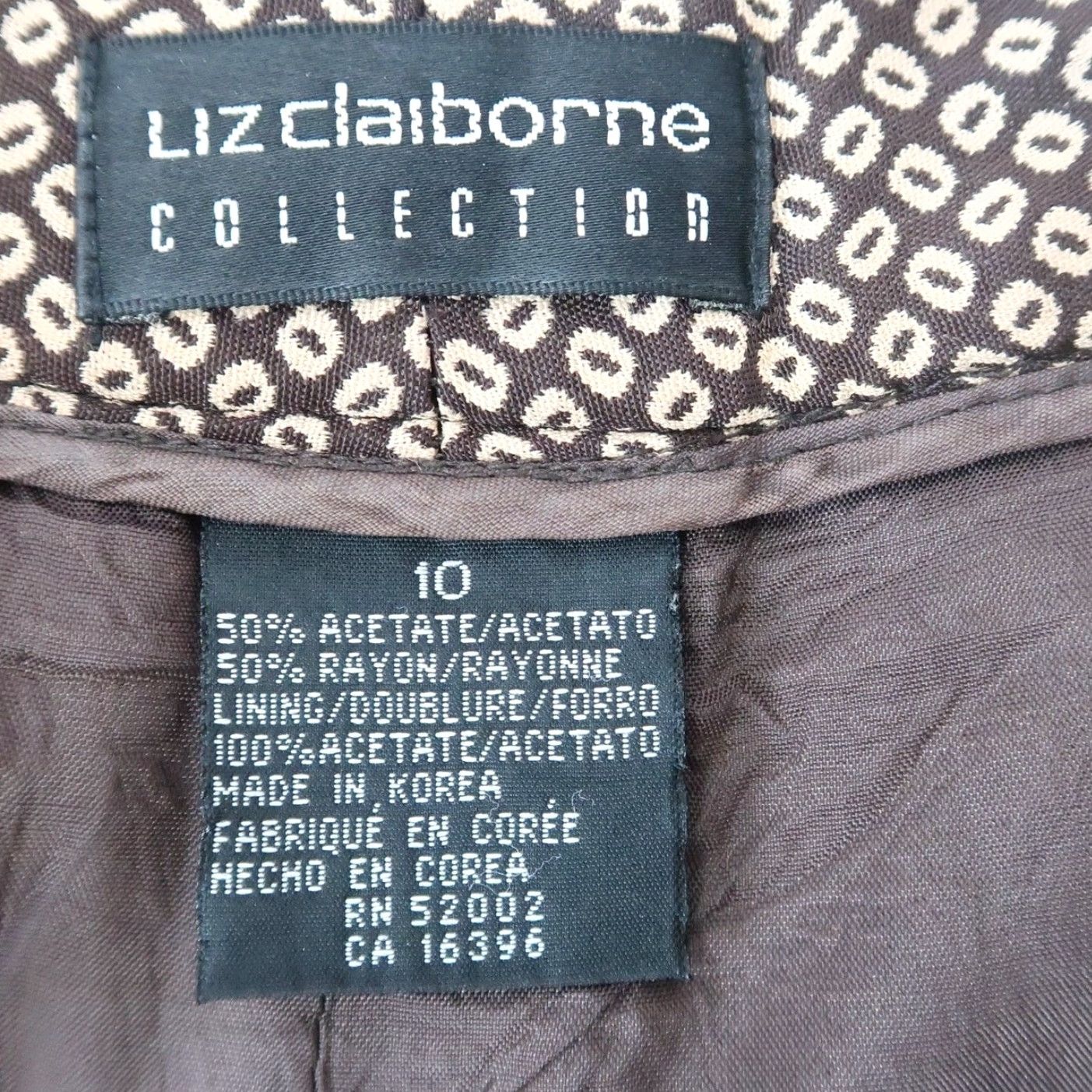 Liz Claiborne VINTAGE Liz Claiborne Pants Geometric Print Brown Tan High Rise Wide-Leg 29" Waist 10 Women's 27" Inseam Dress Pants Size 32" / US 10 / IT 46 - 5 Thumbnail