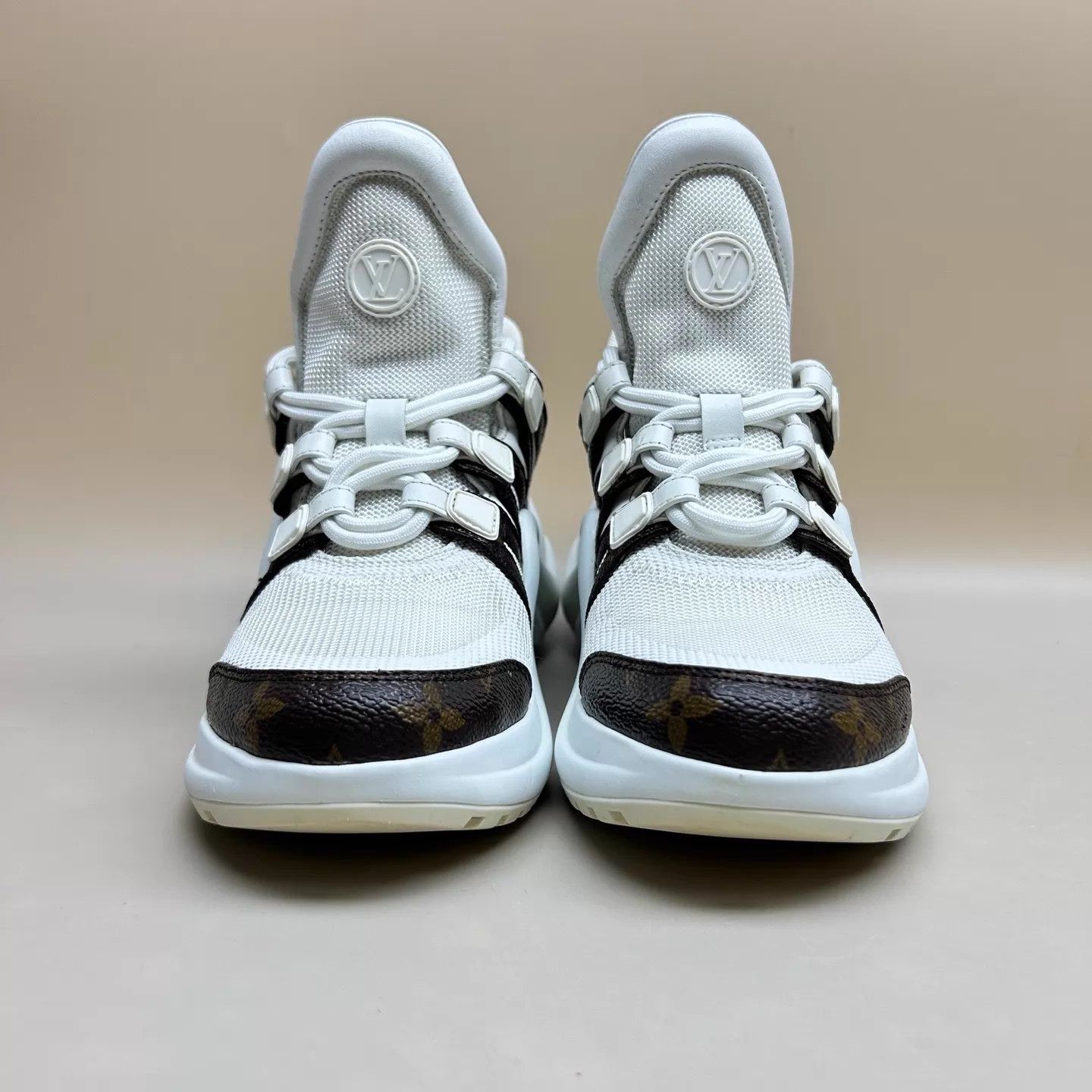 Louis Vuitton LV Monogram White Brown Arch Dad Sneaker 35.5 95New Size US 5 / IT 35 - 3 Thumbnail