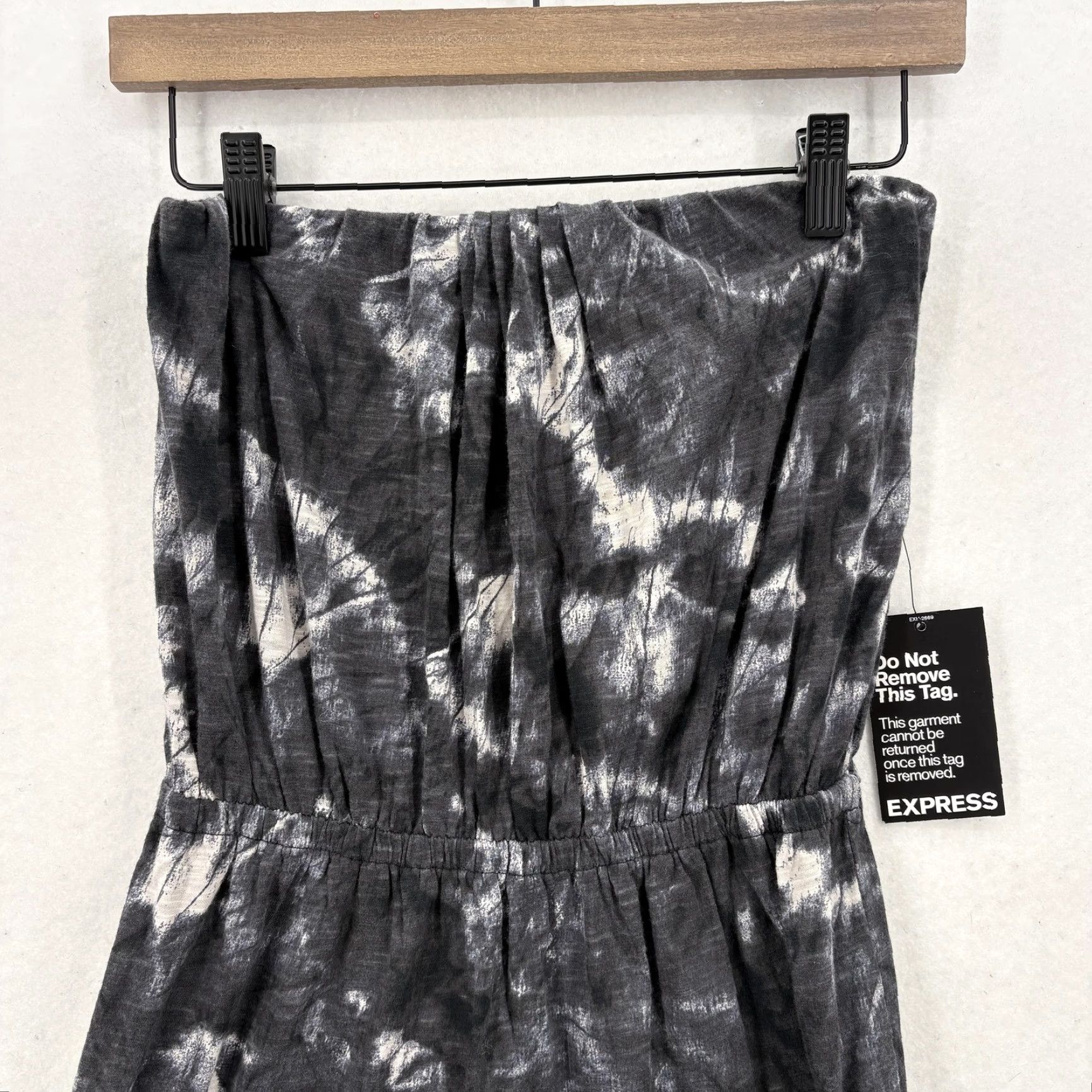 Express Express Dress XS Black Gray Strapless Maxi Tie Dye Sheer Hem Boho NWT Women’s Maxi Dress Size XS / US 0-2 / IT 36-38 - 2 Thumbnail