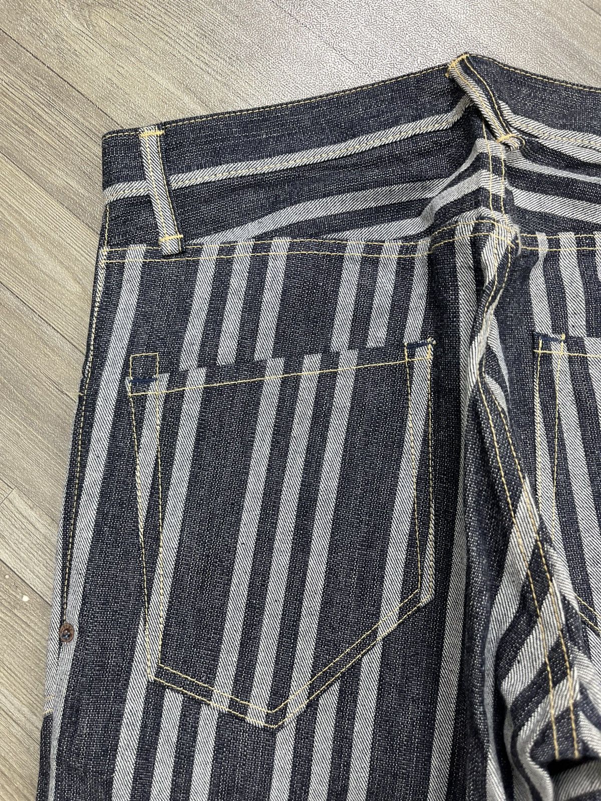 Japanese Brand Vintage Blue Way Japan Striped Indigo Denim Flared Jeans Size US 33 - 12 Thumbnail