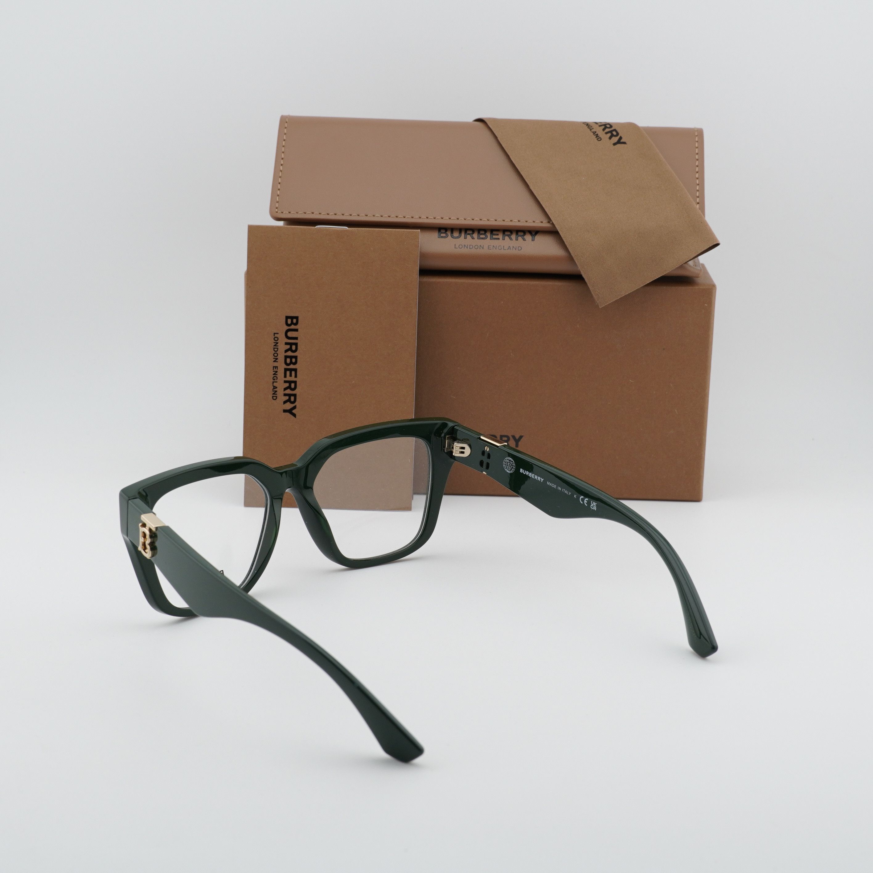 Burberry Burberry BE2403 4038 Eyeglasses Green 53mm Square Frame Size ONE SIZE - 11 Thumbnail