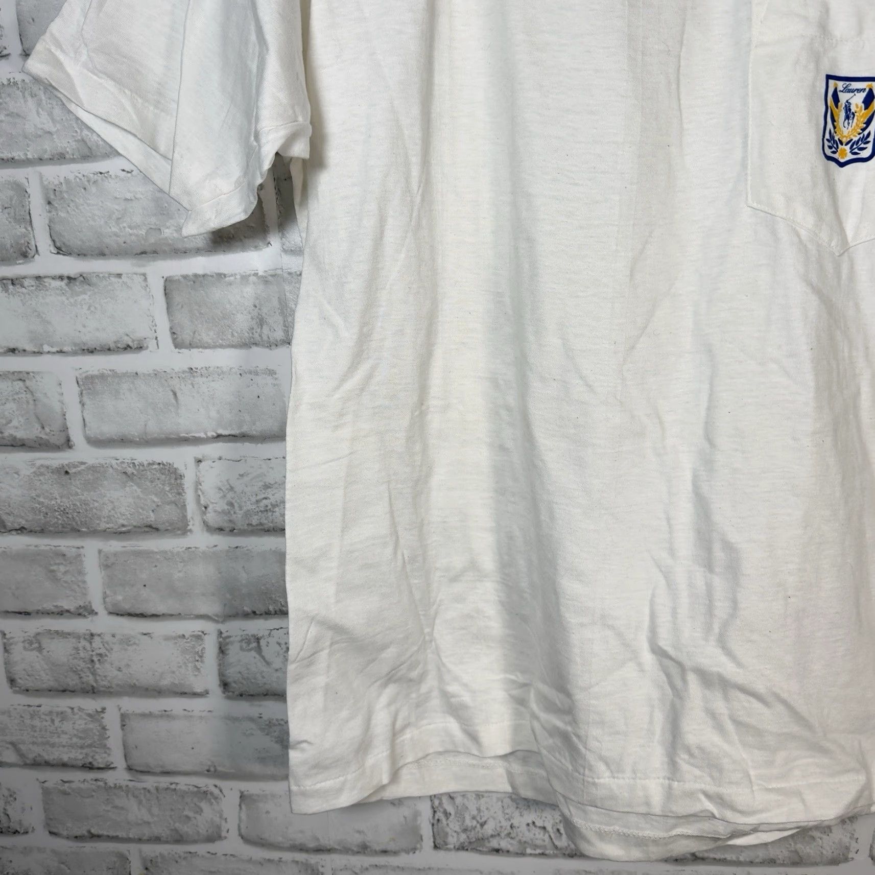 Ralph Lauren VTG Lauren Ralph Lauren Pocket Ringer Tee Mens One Size White Pockets Stitch T-Shirt One Size Size ONE SIZE - 3 Thumbnail