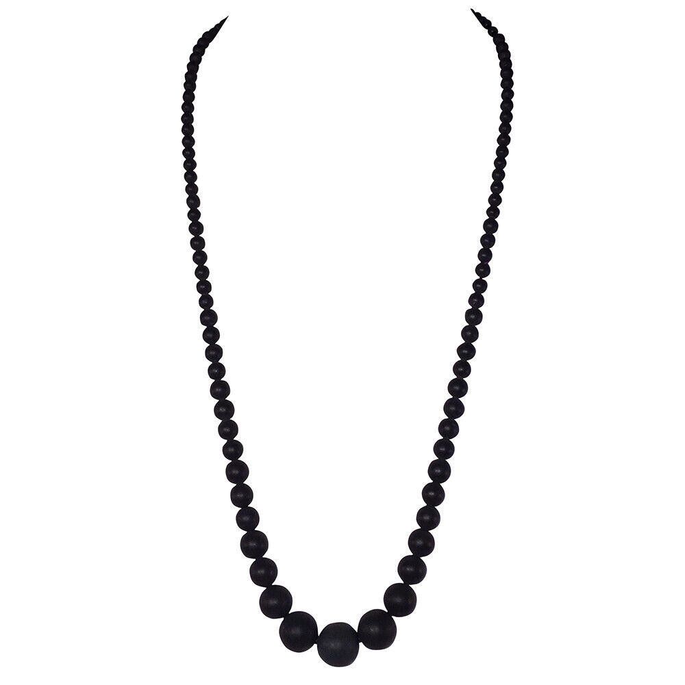 Designer Victorian Whitby Jet Graduated Round Bead Necklace Size ONE SIZE - 1 Thumbnail