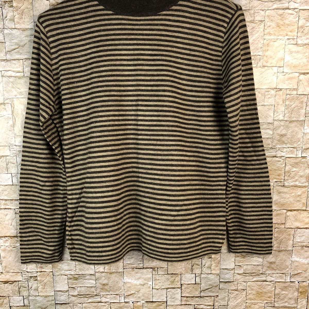Homespun Knitwear × Japanese Brand × OVER THE STRiPES Gracious Brown Stripe Knitwear #A1194 Size M / US 6-8 / IT 42-44 - 3 Thumbnail