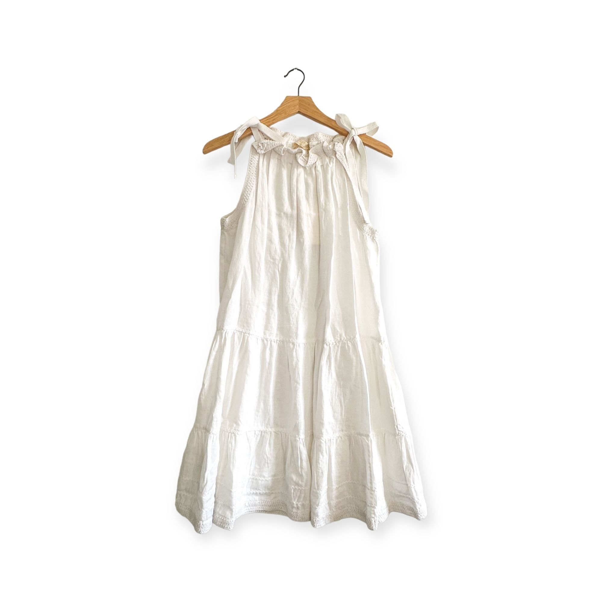 image of Ulla Johnson Dress, Corianne Linen Tiered Mini Dress, Bone/ in White, Women's (Size XS)