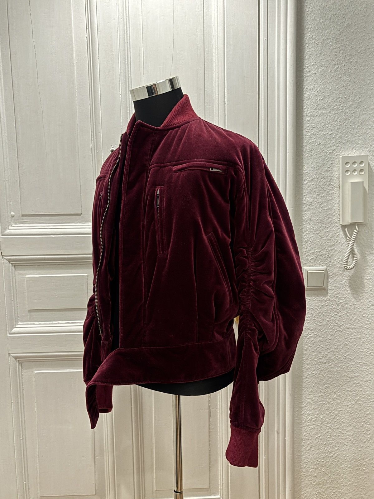 Haider Ackermann Haider Ackermann FW15 Burgundy Velvet Biker Bomber Size US XS / EU 42 / 0 - 3 Thumbnail