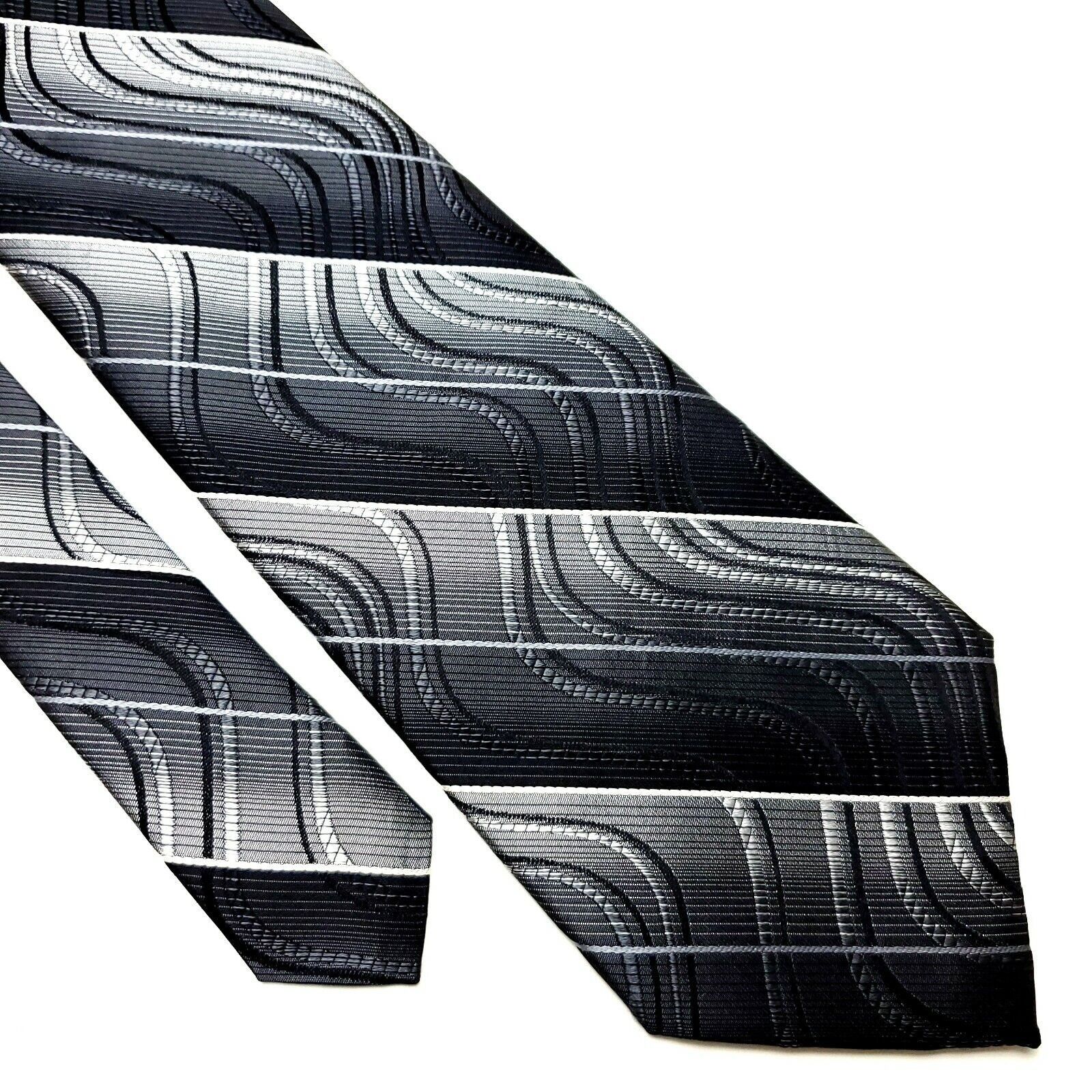 Pierre Cardin Pierre Cardin Silk Tie Woven Gray Abstract Wide Size ONE SIZE - 1 Thumbnail