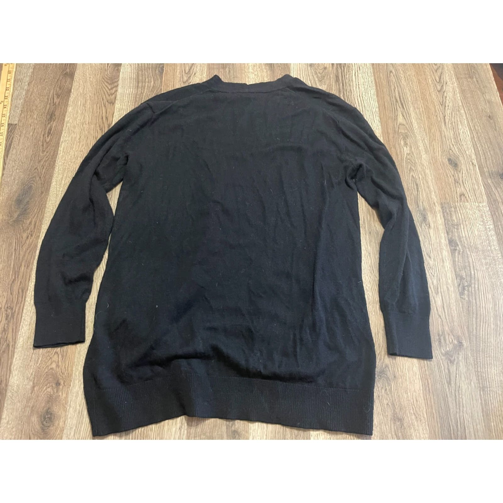 Vintage Cashmere Blend Cardigan Sweater Women's Medium Black Open Cardigan CAS/Regular Cardigan Size M / US 6-8 / IT 42-44 - 2 Thumbnail
