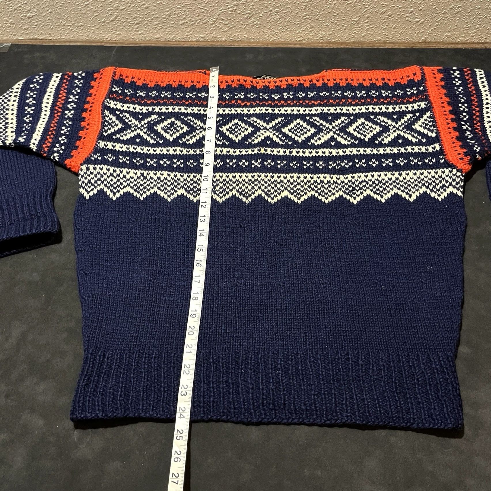 VINTAGE MAURTUA Norway Fair Isle Sweater Cable-Knit Wool Multicolor Crew Neck Long Sleeve Men XL Pullover Nordic Skiing Classic Logo Winter