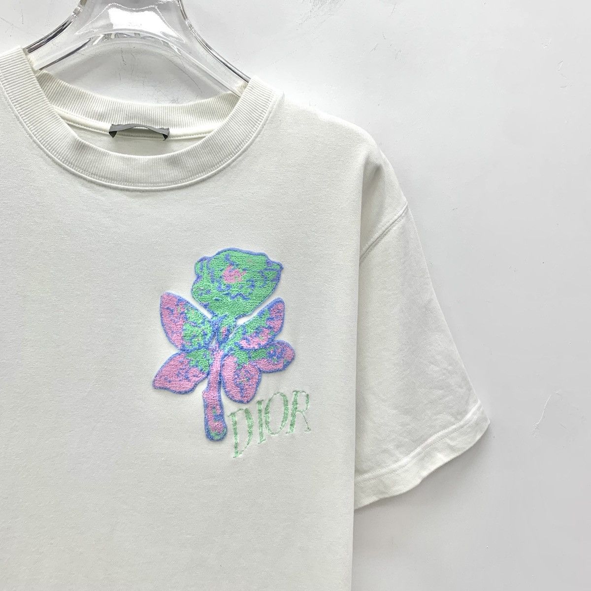 Dior Dior White Floral Flocked Short Sleeve T-shirt K26WX Size S / US 4 / IT 40 - 3 Thumbnail