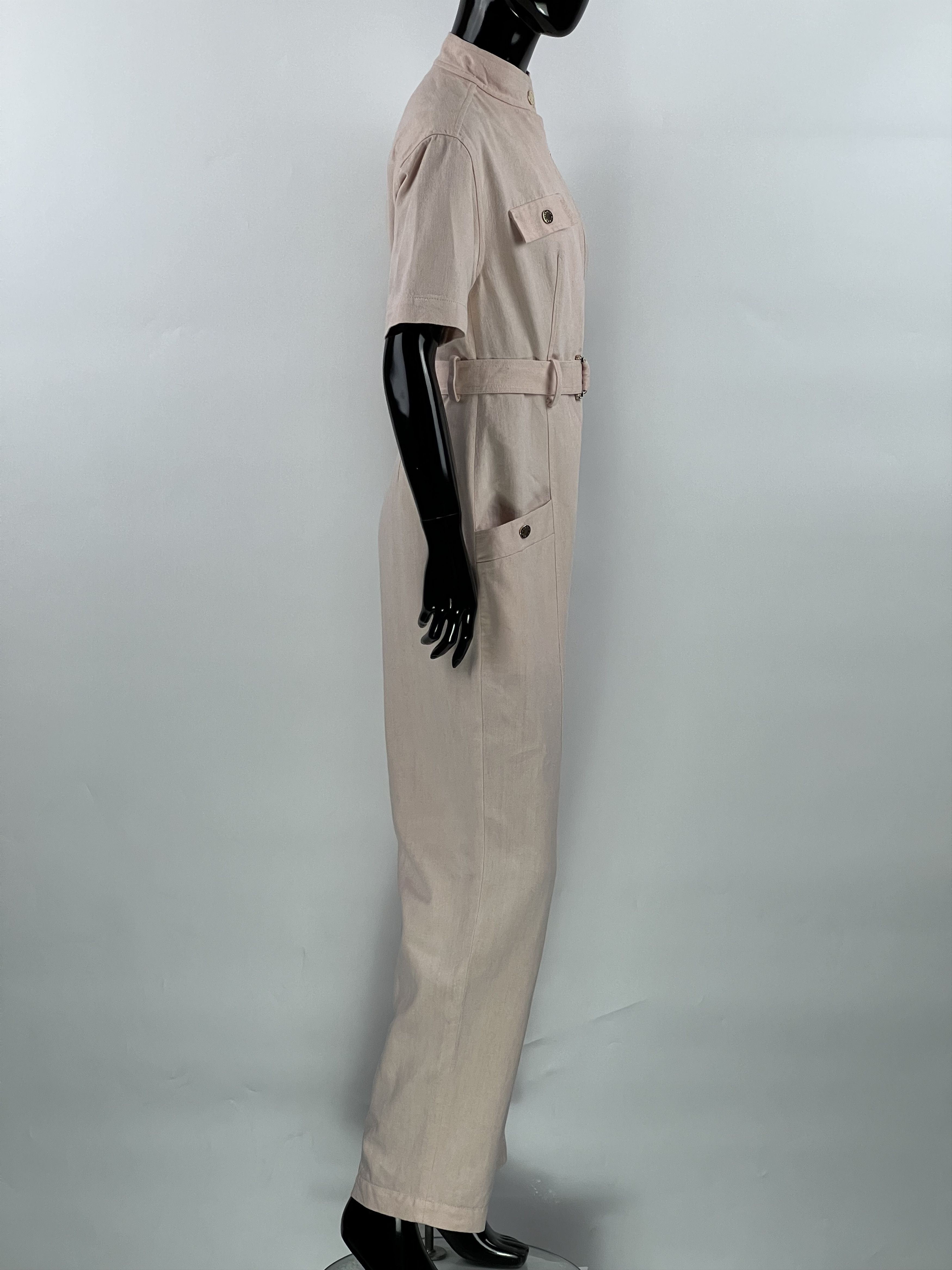 Sandro Sandro Light Pink Cotton Linen Belted Jumpsuit Size 36 Size 27" / US 4 / IT 40 - 2 Thumbnail