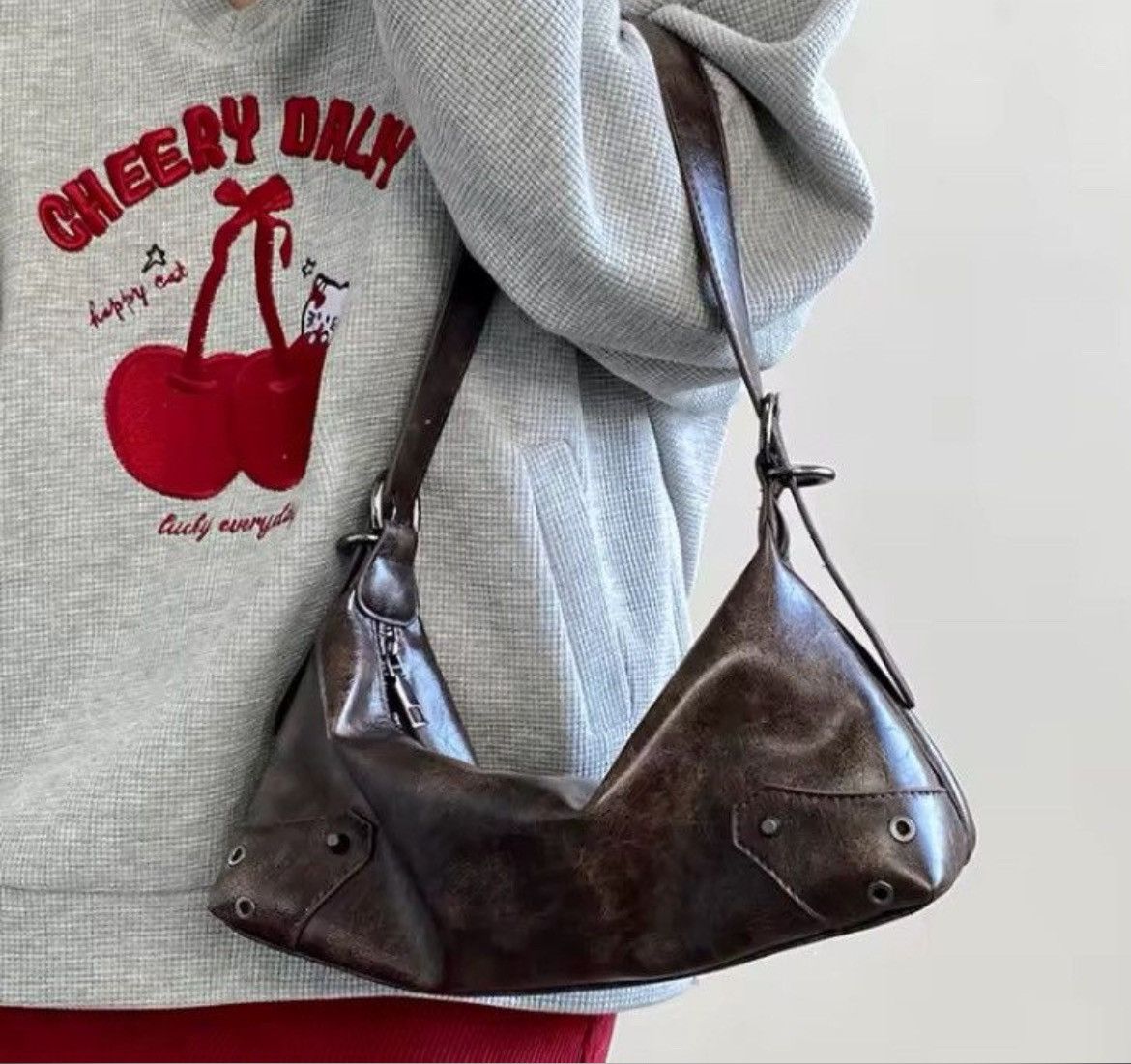 Japanese Brand Retro Style PU Leather Small Shoulder Bag Size ONE SIZE - 1 Thumbnail