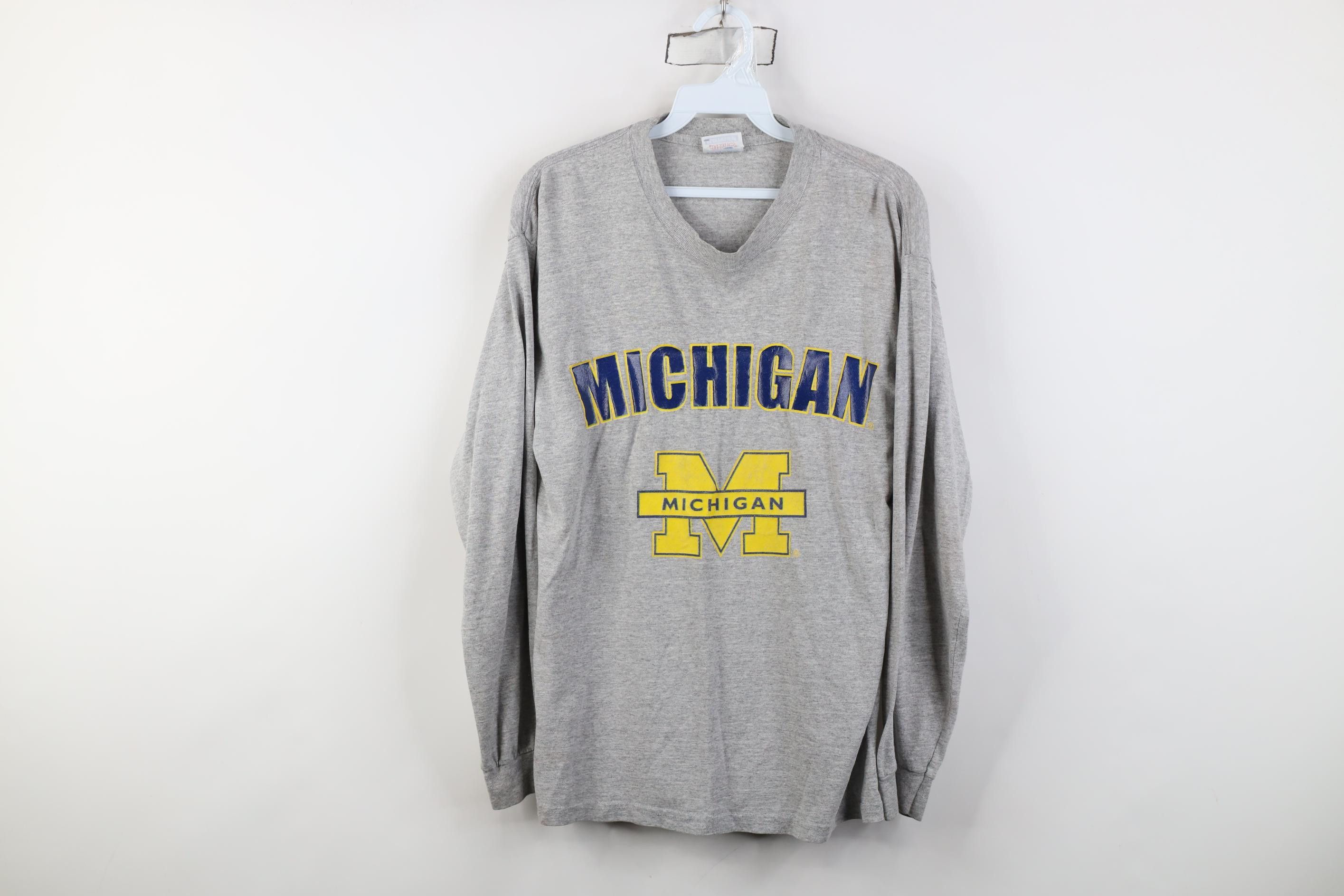 Vintage Vintage 90s University of Michigan Long Sleeve T-Shirt Size US S / EU 44-46 / 1 - 1 Thumbnail