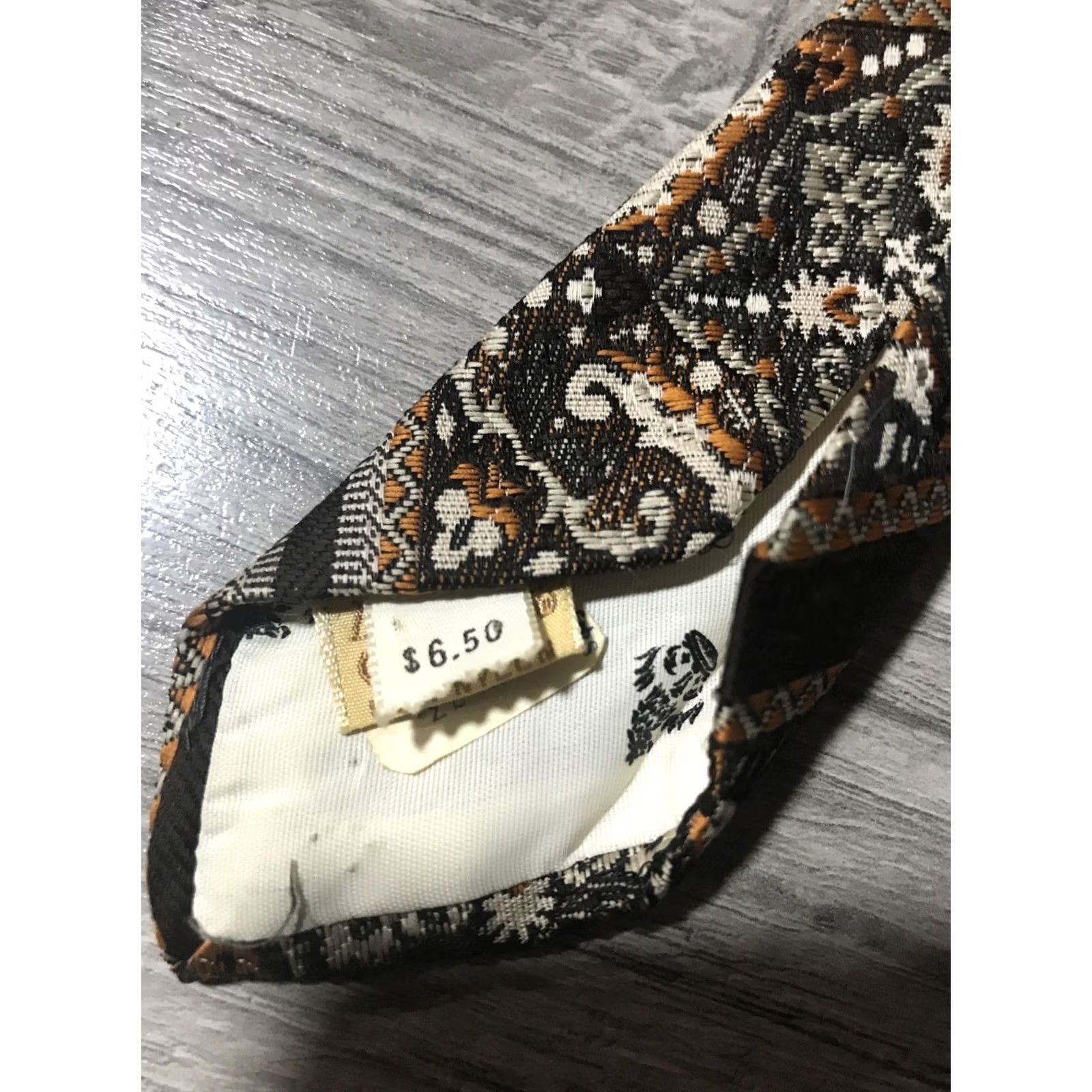 Vintage VINTAGE Qiana Tie Wide Brown Gold 60s 70s Retro Nylon Foulard Men One Size Browns Tie Retro 1970s Mens Size ONE SIZE - 2 Thumbnail