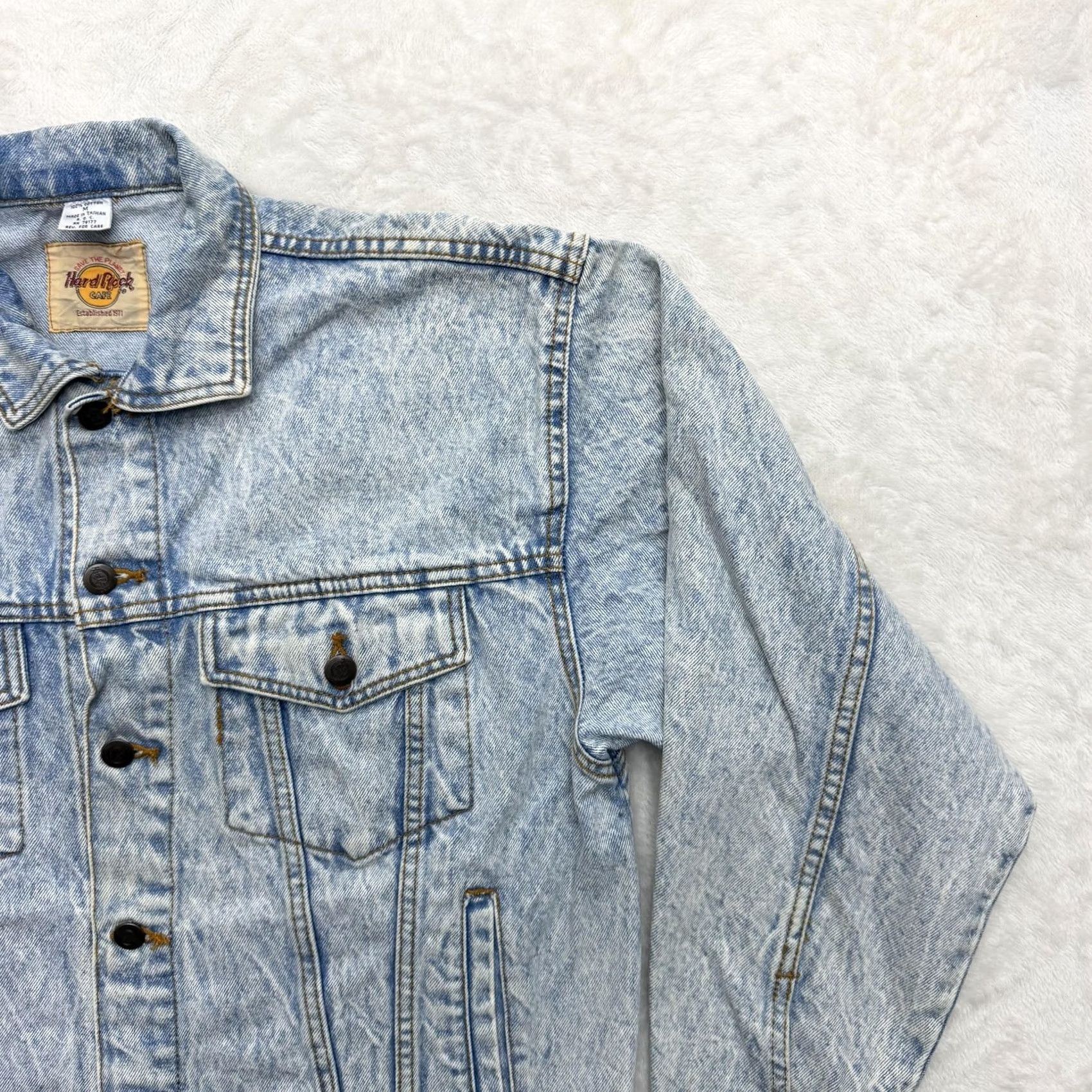 Hard Rock Cafe VINTAGE Hard Rock Cafe Jacket Mens M Blue Denim 80s Bomber Logo Embroidered Rock College? Size US M / EU 48-50 / 2 - 4 Thumbnail