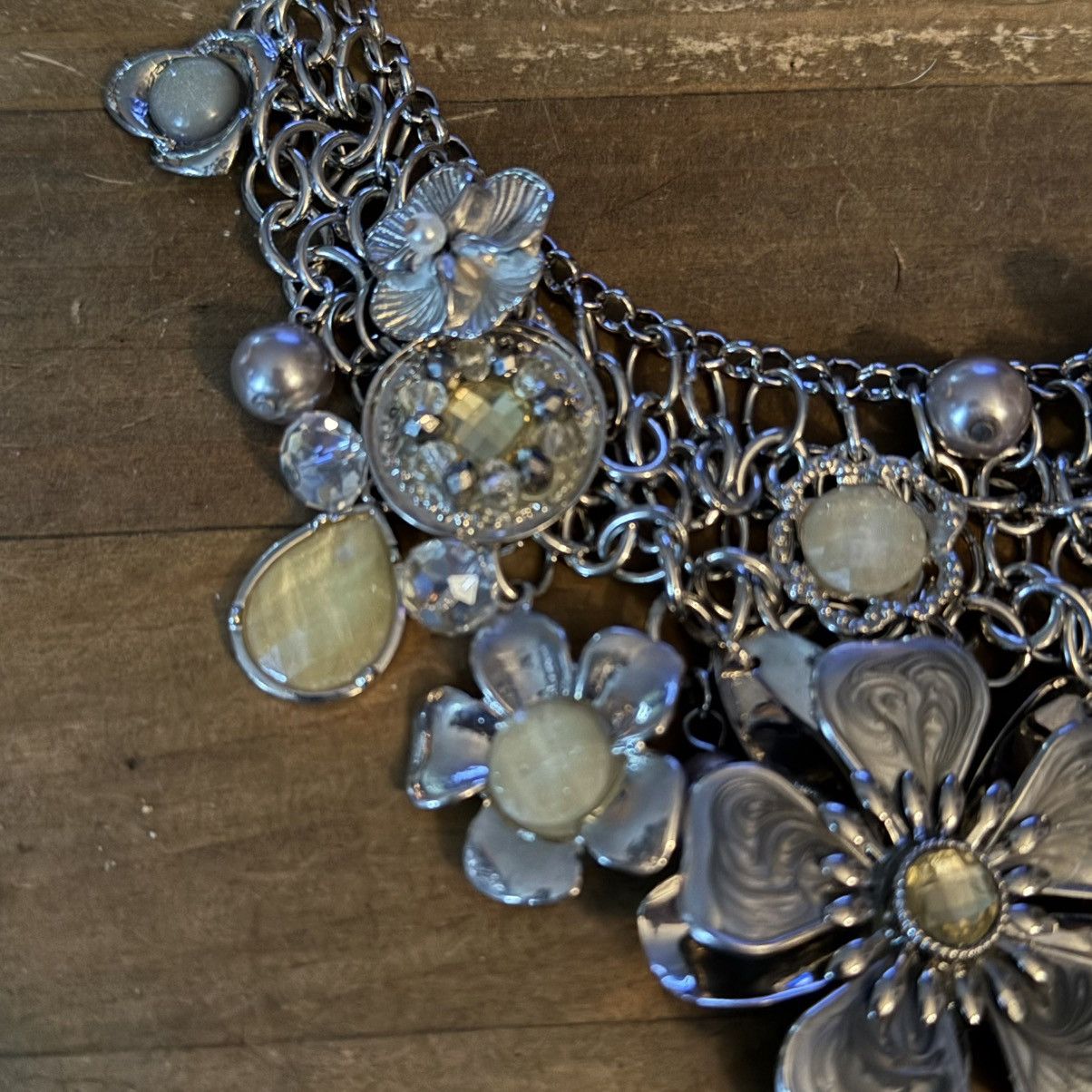 Other My Collection silver floral charms statement bib necklace Size ONE SIZE - 7 Thumbnail