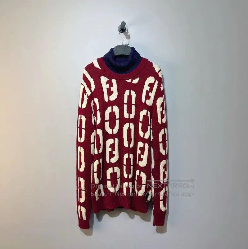 Fendi Fendi Red Wool Men's Knit Sweater . Size US M / EU 48-50 / 2 - 1 Thumbnail