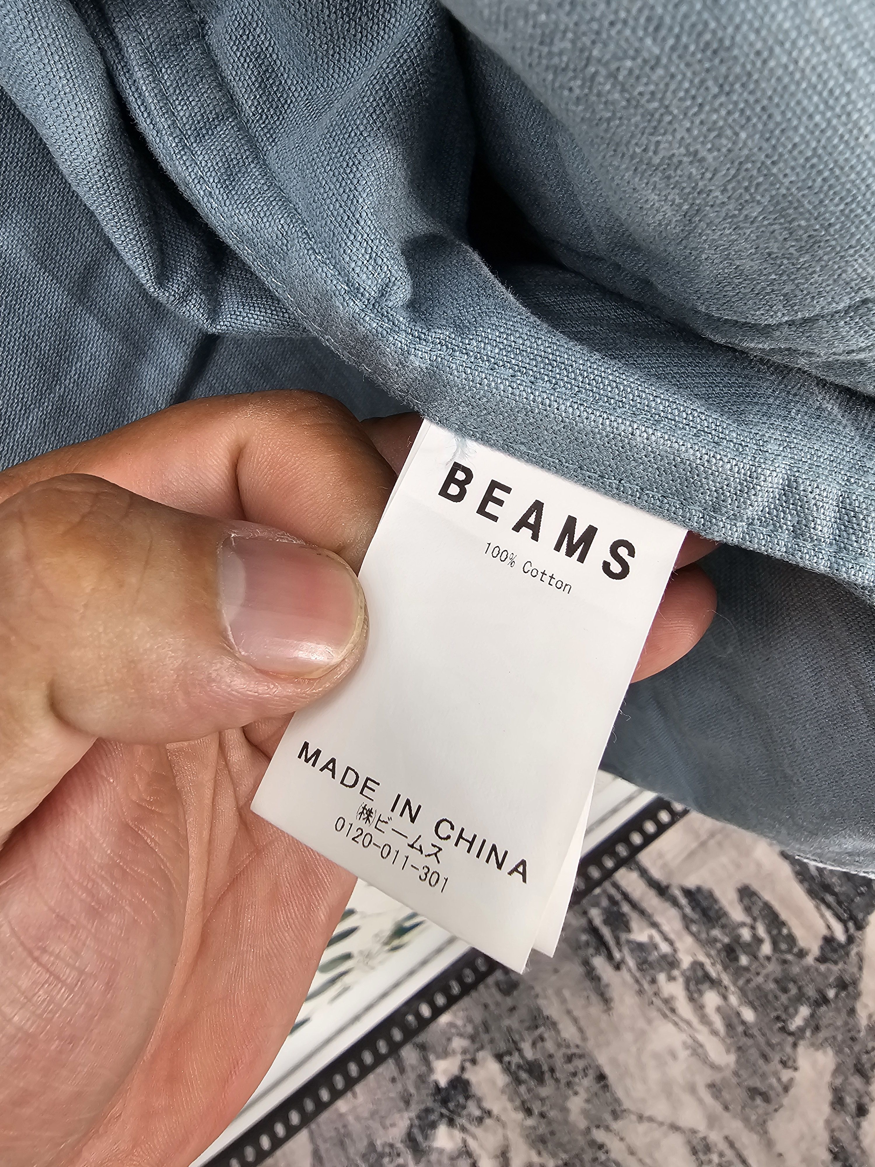 BEAMS Corduroy Faded Stain Blue Blazer Workwear Jacket J0103