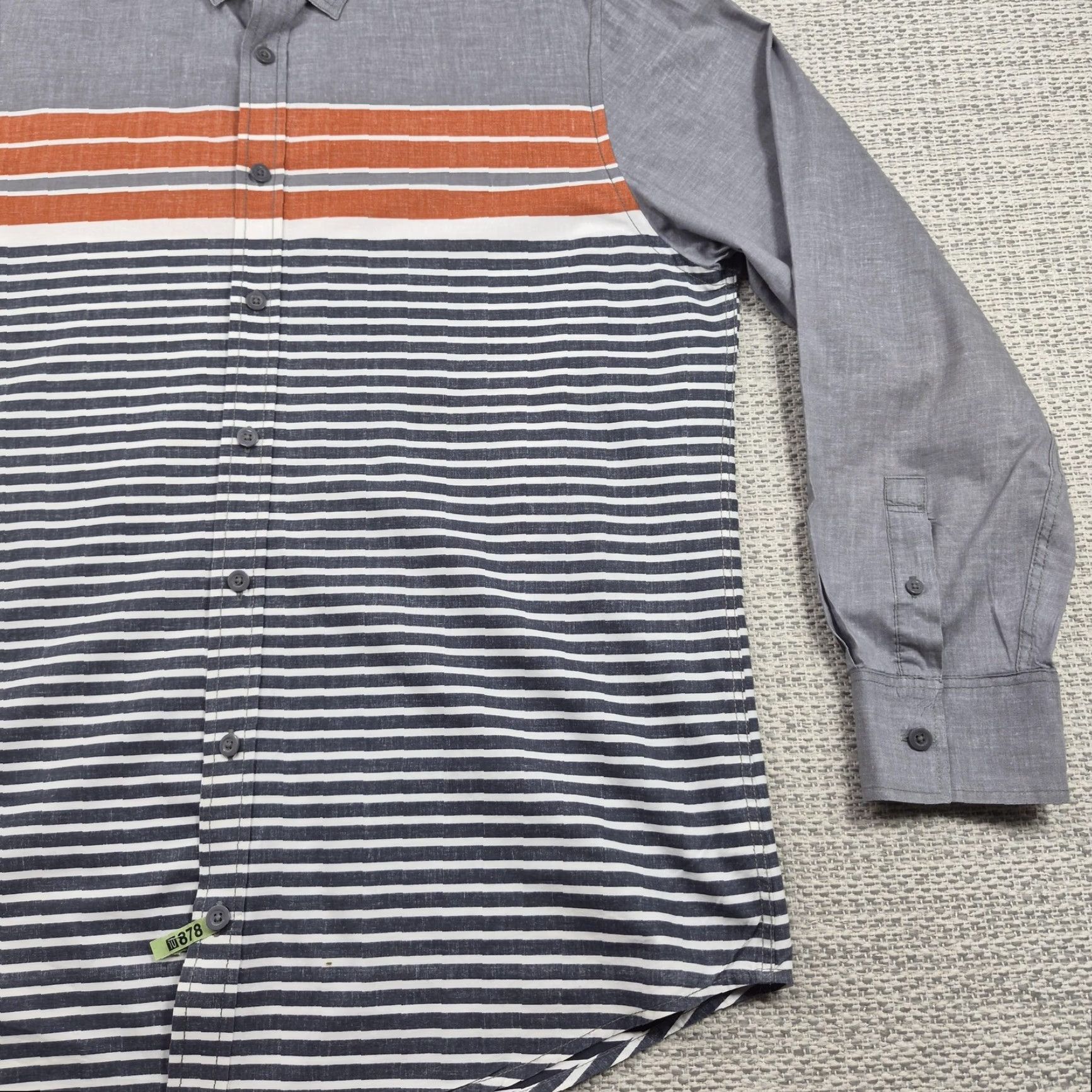 Mossimo Mossimo Supply Co Button Up Shirt Mens XL Gray Orange Striped Long Sleeve Shirt Size US XL / EU 56 / 4 - 2 Thumbnail