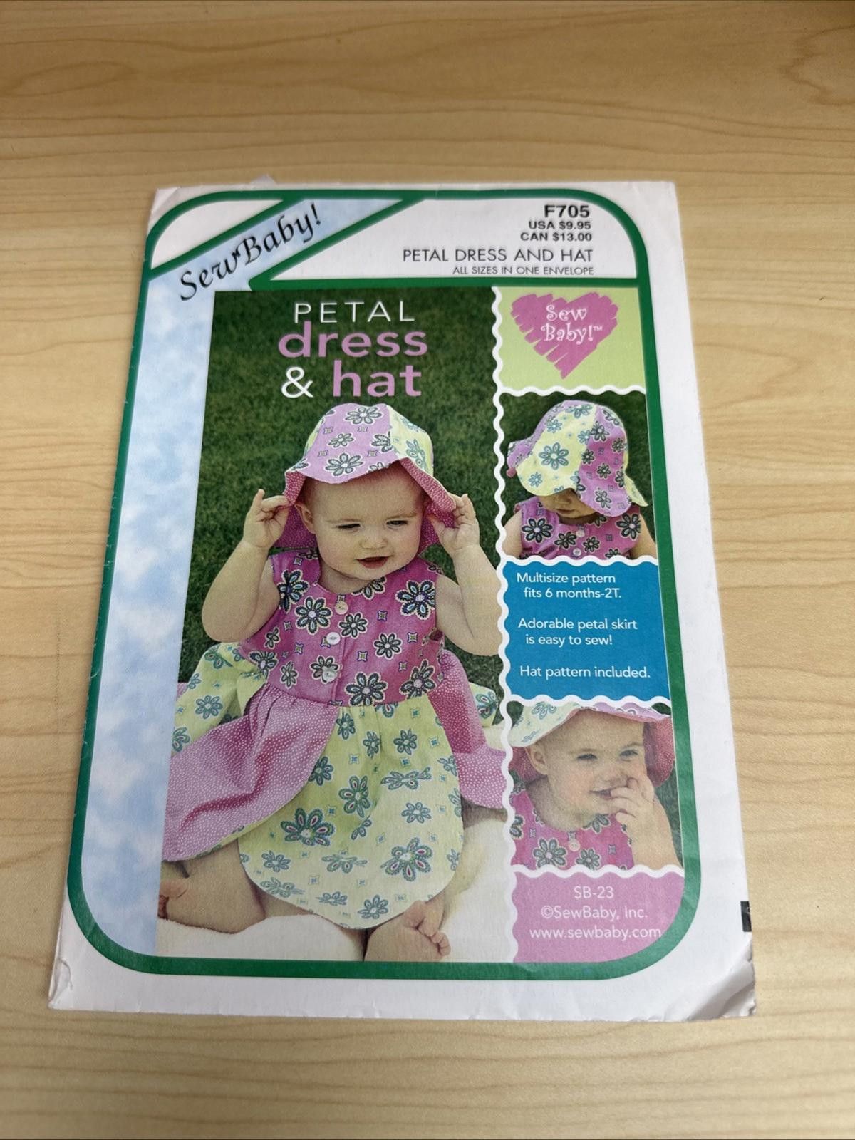 Other Sew Baby F705 Baby Girls Petal Dress and Hat Sewing Pattern Size ONE SIZE - 1 Thumbnail