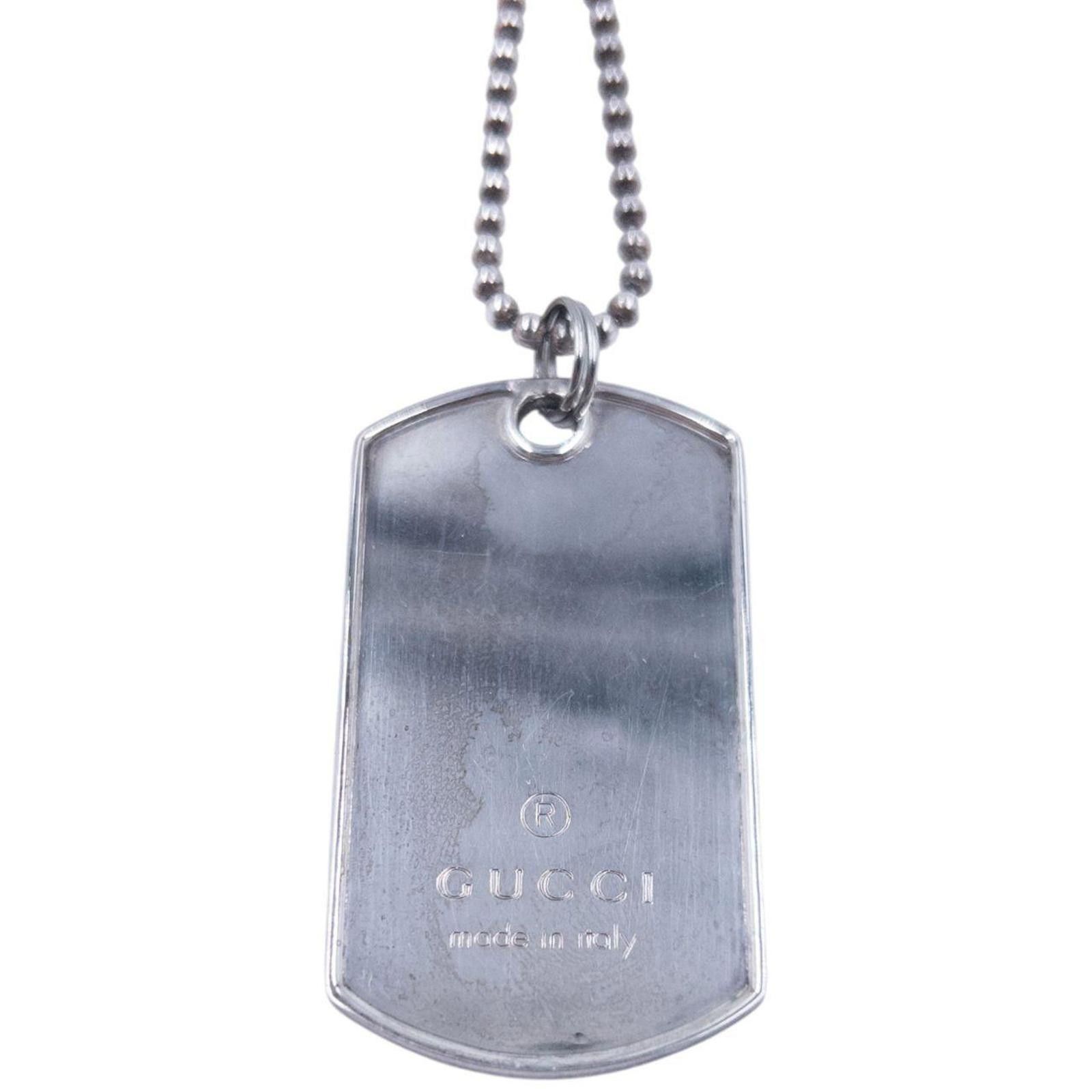 Gucci Vintage 2000s Gucci Embossed Dog Tag Necklace Size ONE SIZE - 2 Thumbnail