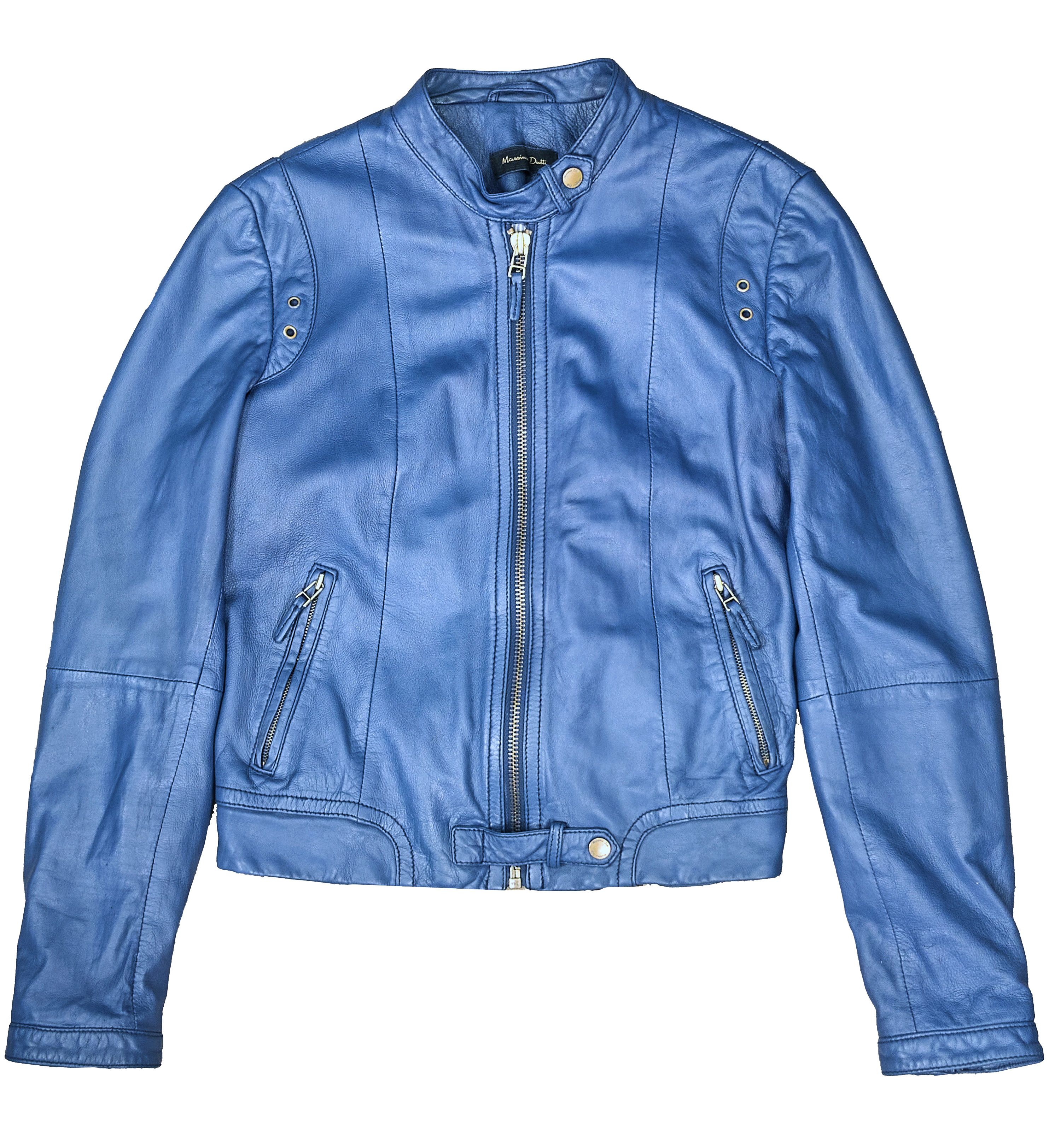 Massimo Dutti Massimo Dutti women's blue leather jacket Size L / US 10 / IT 46 - 2 Thumbnail