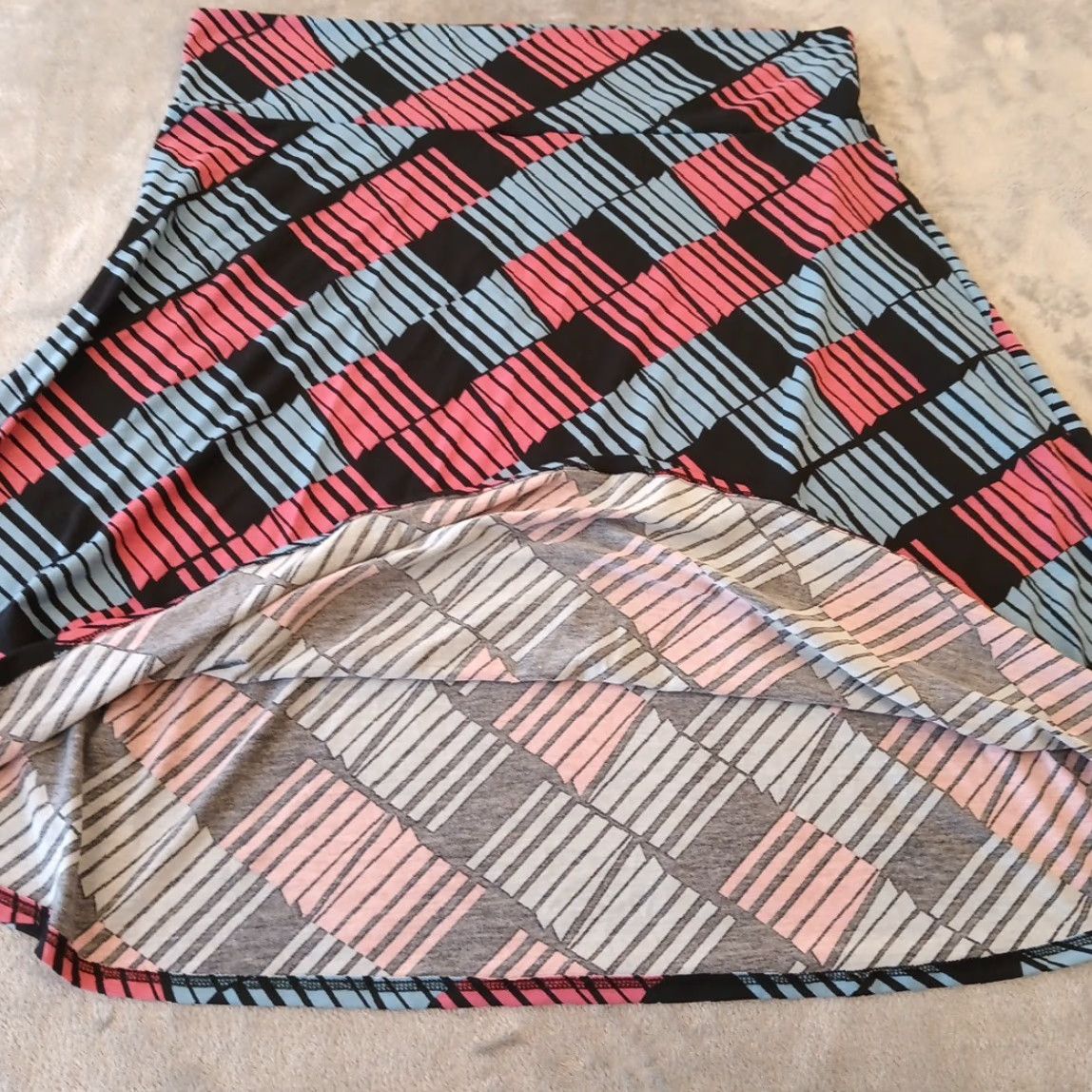 Vintage LuLaRoe Skirt Geometric 3XL Blue Pink Knee Length A-Line Pull On Women's Size 40" / US 18 - 5 Thumbnail