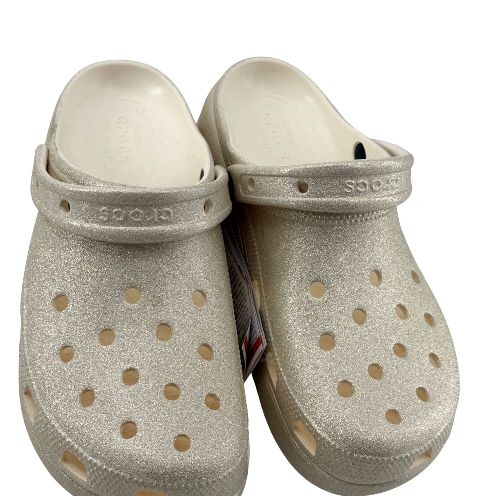 Crocs Crocs Classic Platform Glitter Clog Womens 11 Gold Champagne Platform Slip On Casual Shoes Size US 11 / IT 41 - 5 Thumbnail