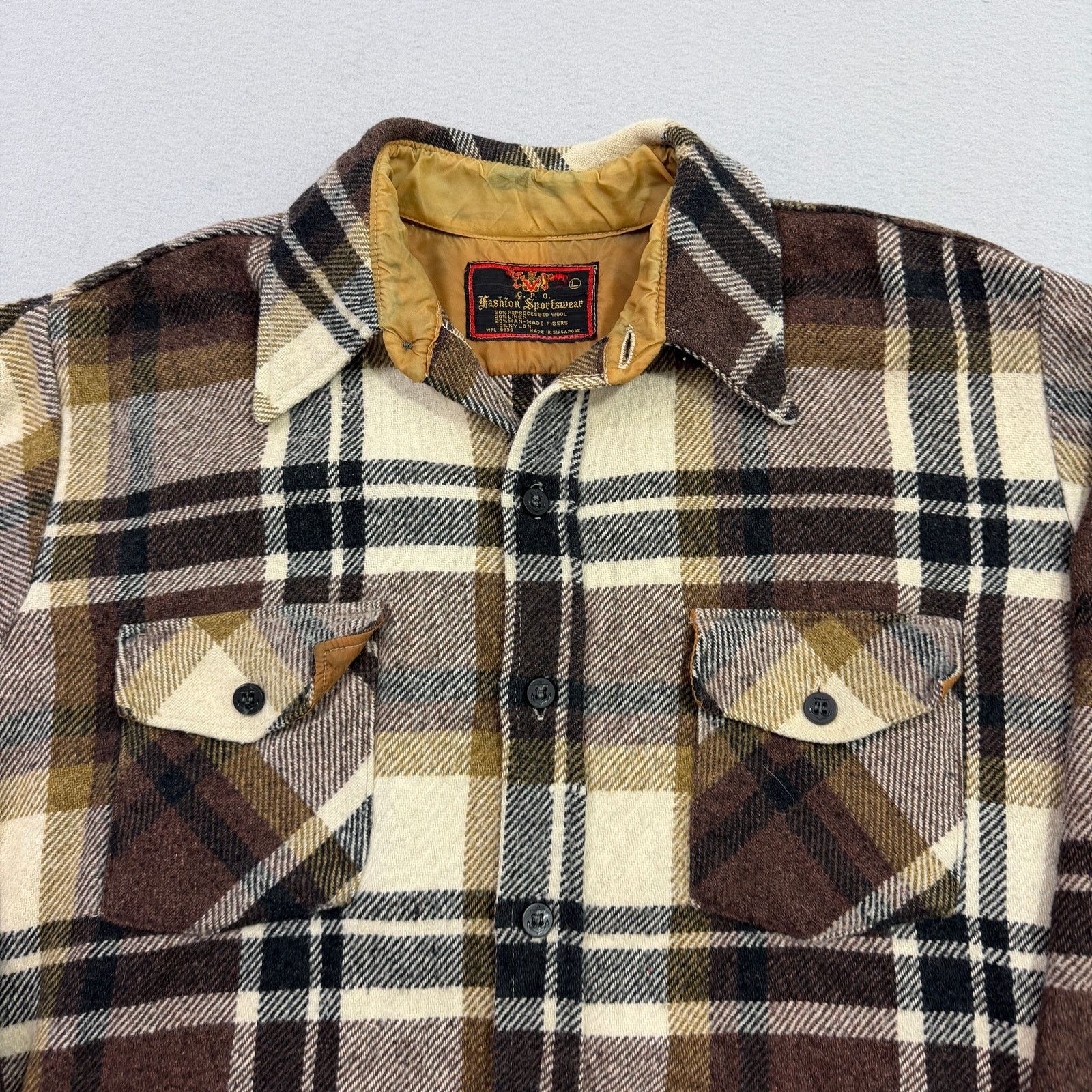 Vintage Vintage CPO Fashion Sportswear Flannel Shirt Large Brown Size US L / EU 52-54 / 3 - 3 Thumbnail