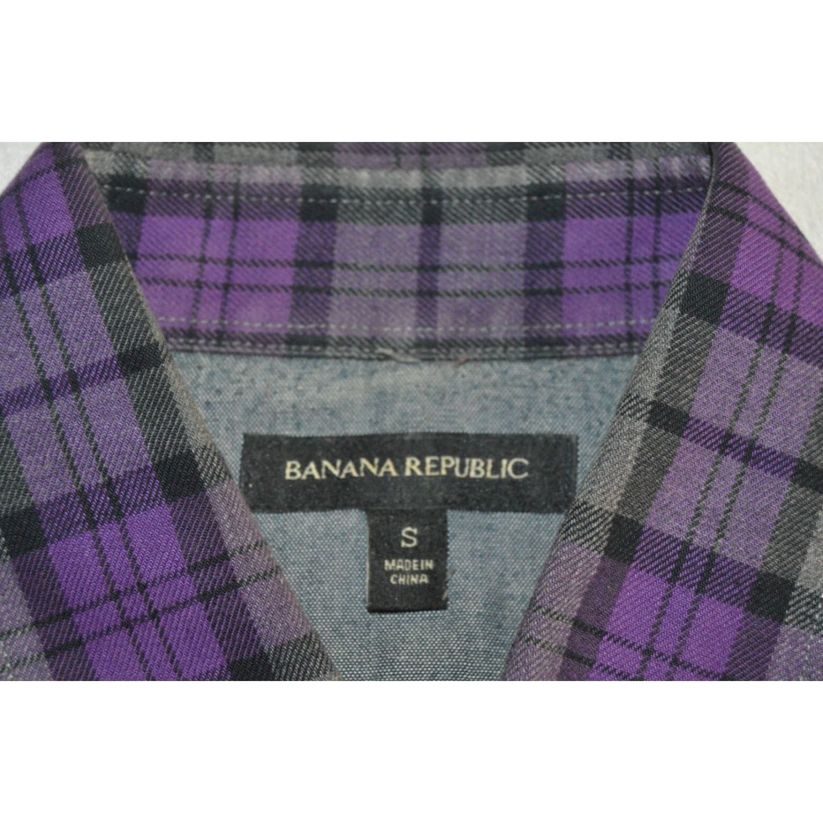 Banana Republic Banana Republic Shirt Men S Purple Gray Plaid Flannel Button-Up Casual Professional Workwear Size US S / EU 44-46 / 1 - 3 Thumbnail