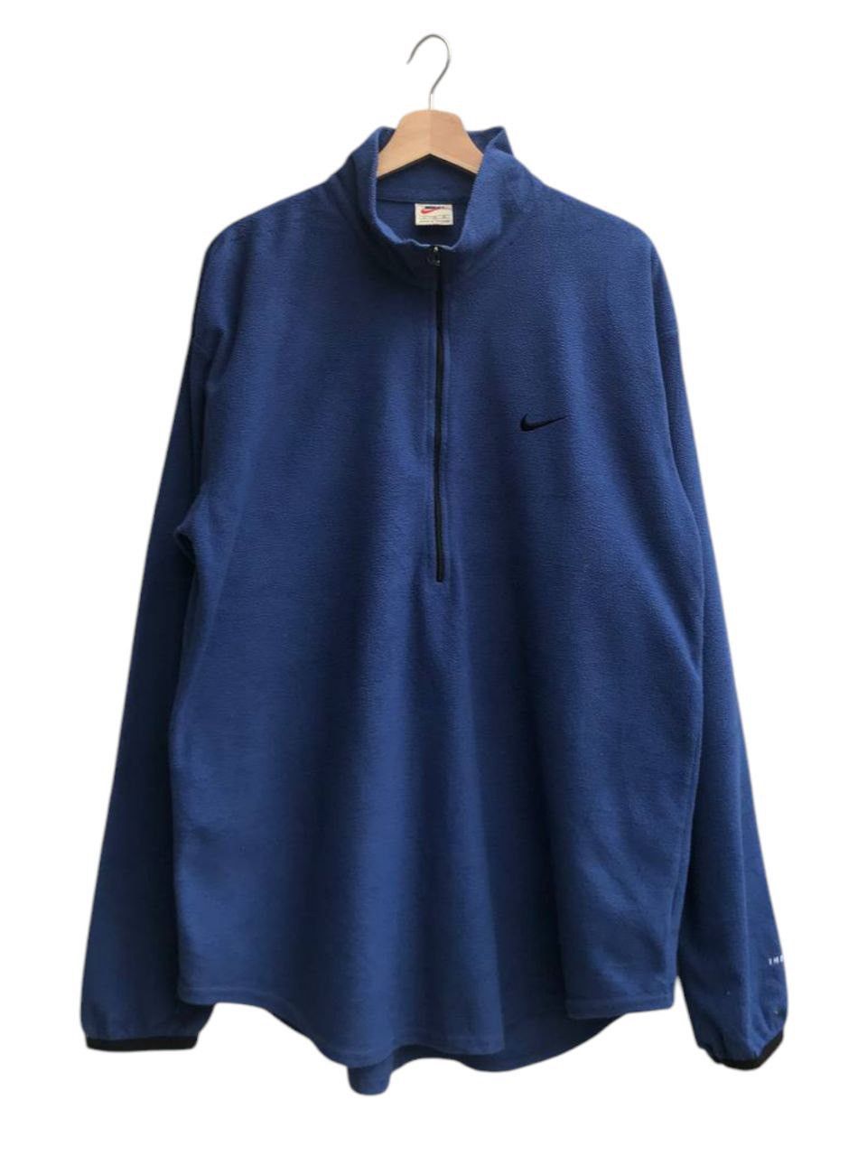 Nike × Vintage Vintage 90’s Nike Small Swoosh Half Zip Pullover Size US XL / EU 56 / 4 - 1 Thumbnail