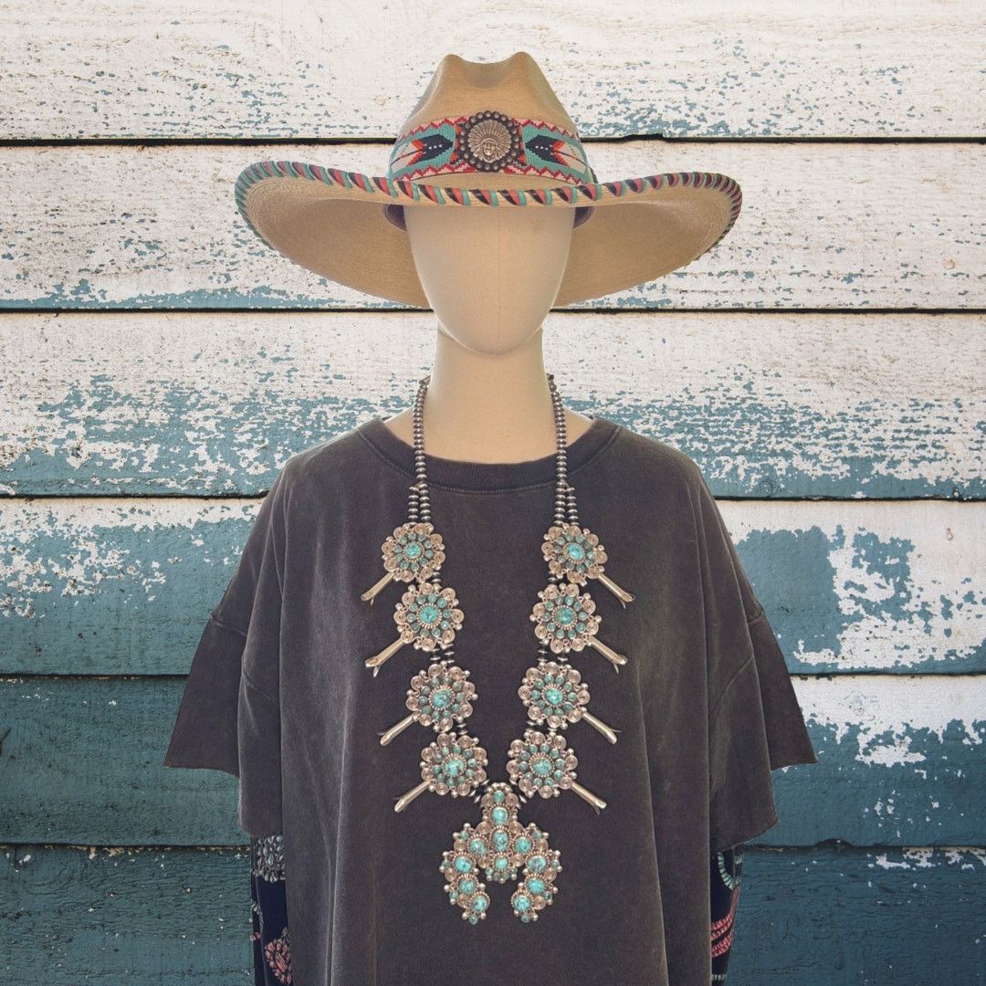 Native TONYA JUNE RAFAEL Navajo Turquoise Squash Blossom Necklace Size ONE SIZE - 10 Thumbnail