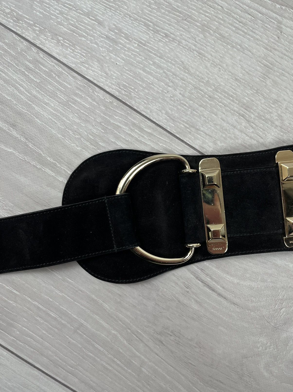 Gucci Gucci Tom Ford Black Suede Big Buckle Waist Belt Size ONE SIZE - 14 Thumbnail