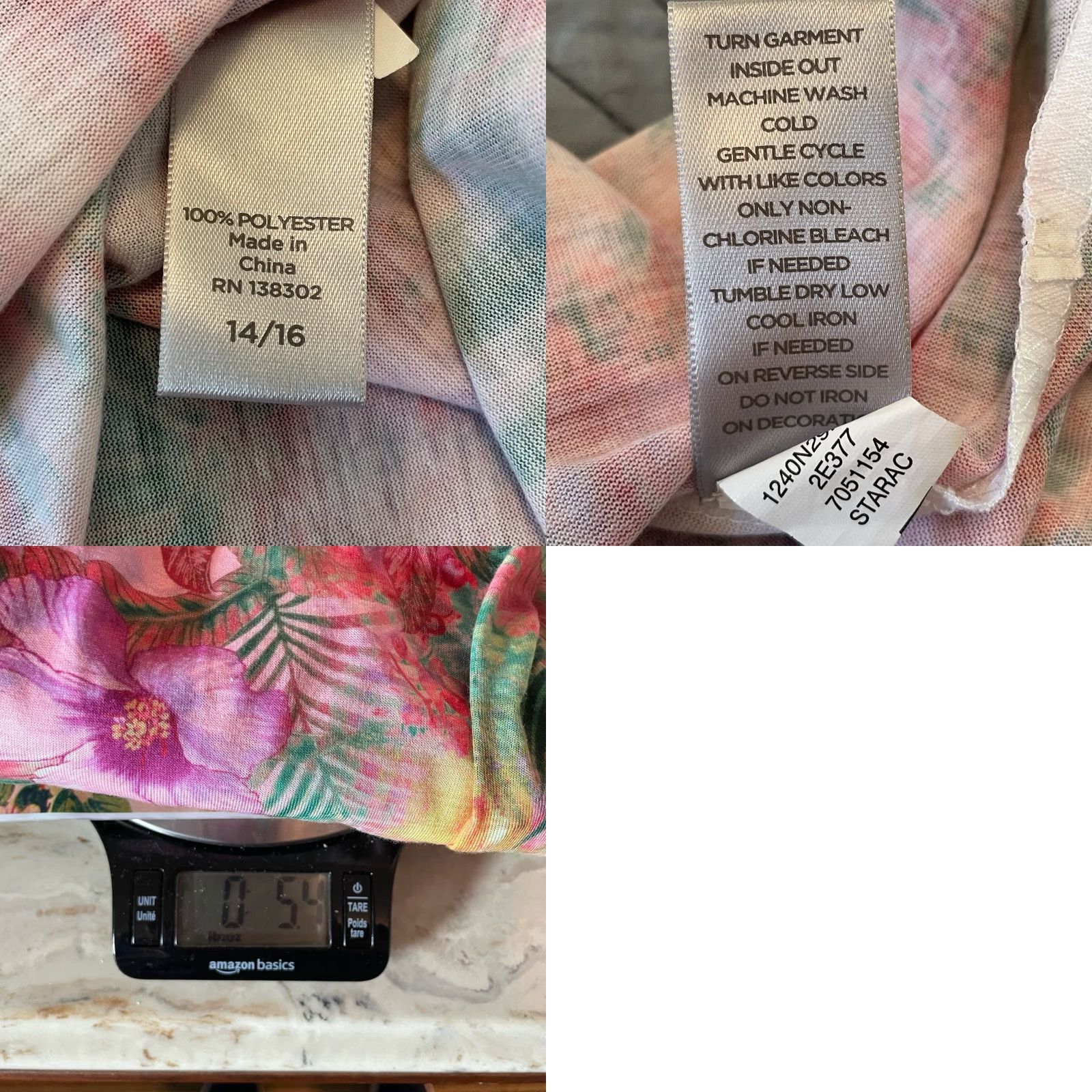 Avenue Avenue Shirt Women’s 14/16 Short Sleeve Floral Multicolor V-Neck Casual Lightweight Summer Size XL / US 12-14 / IT 48-50 - 8 Thumbnail