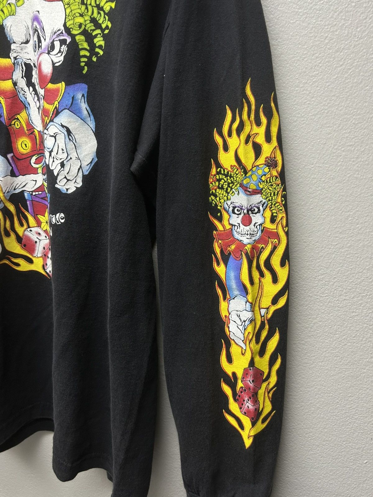 Vintage 90s Jack in the Box Clown Throwing Dice Flame Longsleeve Size US L / EU 52-54 / 3 - 4 Thumbnail